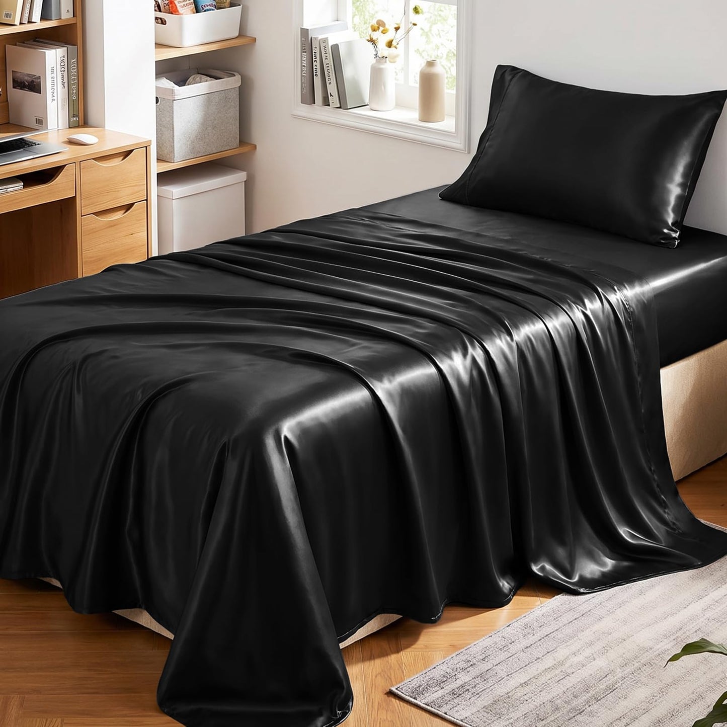 CozyLux Satin Sheet Set — Brown