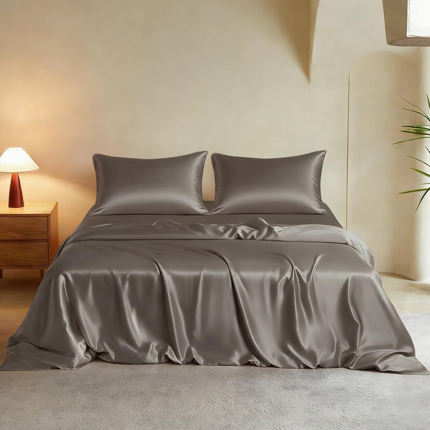 THXSILK Silk Duvet Cover Set — Black, Queen.