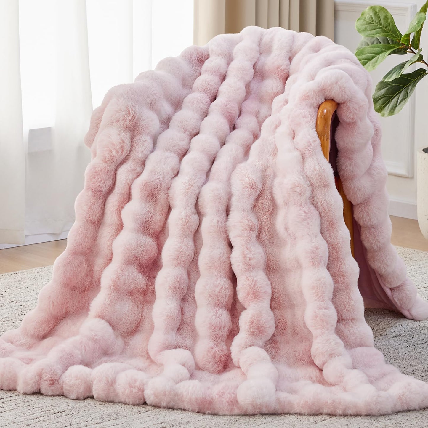 Anysay Faux Fur Throw Blanket — Tie-Dye Grey