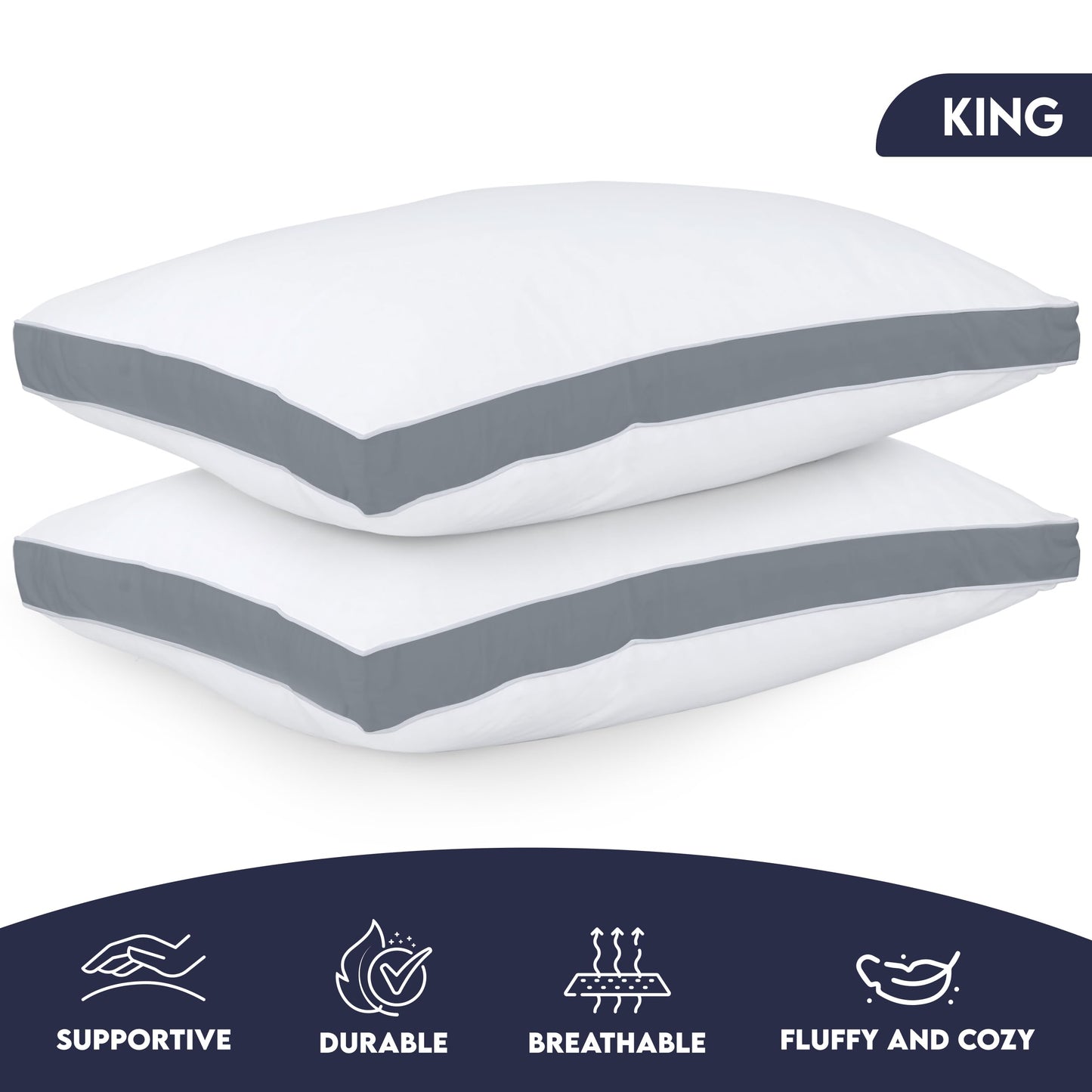 Utopia Down Alternative Pillows — White, Queen (Set of 2)