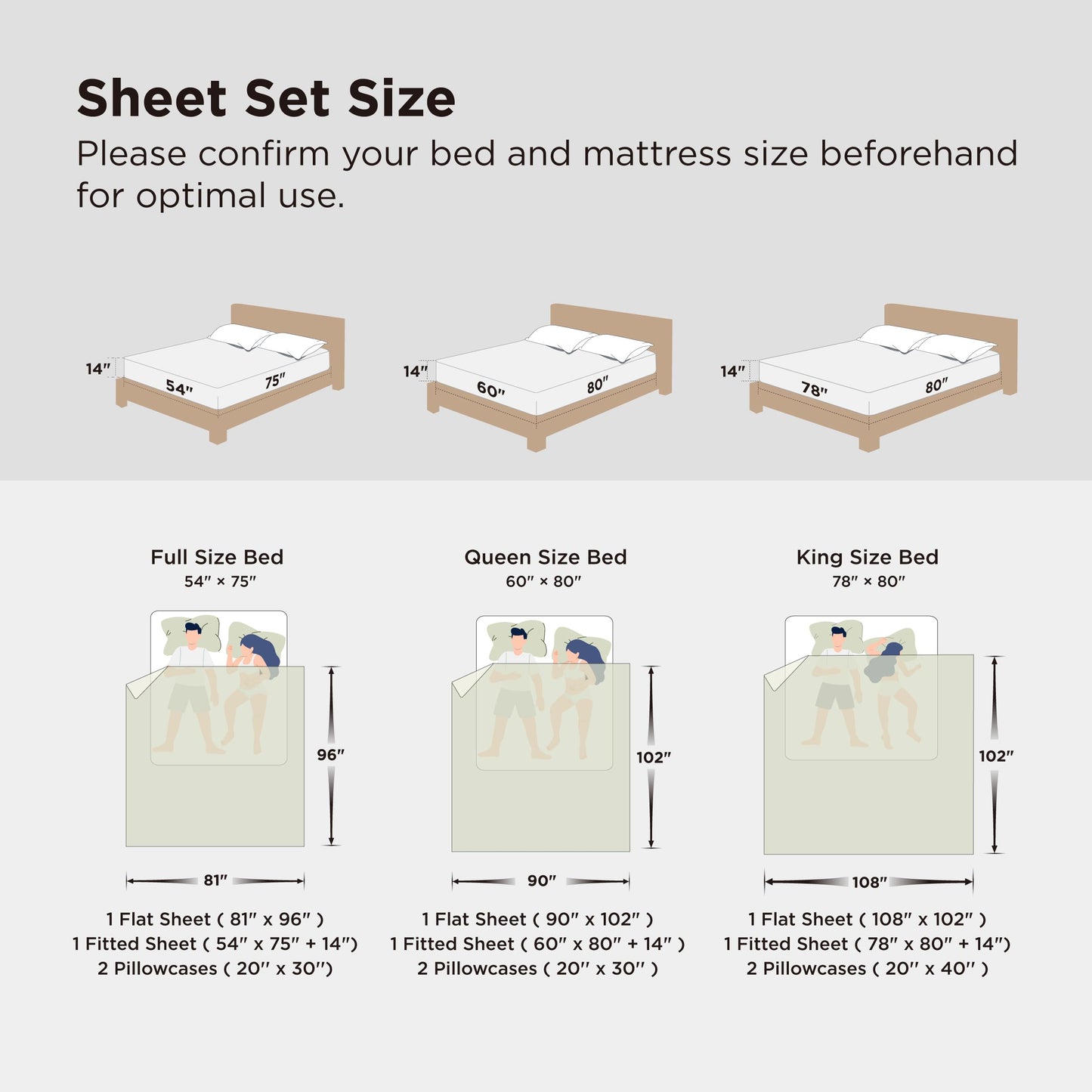 Bedsure Satin Sheet Set — Silver Grey, Queen