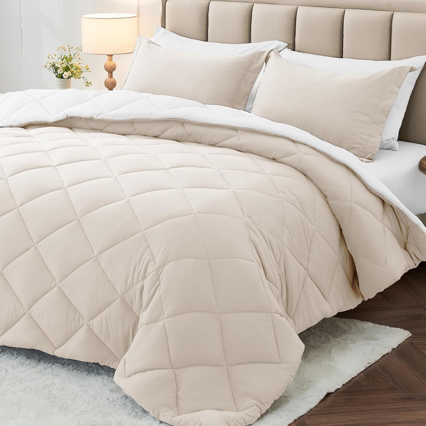 MUXHOMO Reversible Comforter Set — Red & Black, Queen
