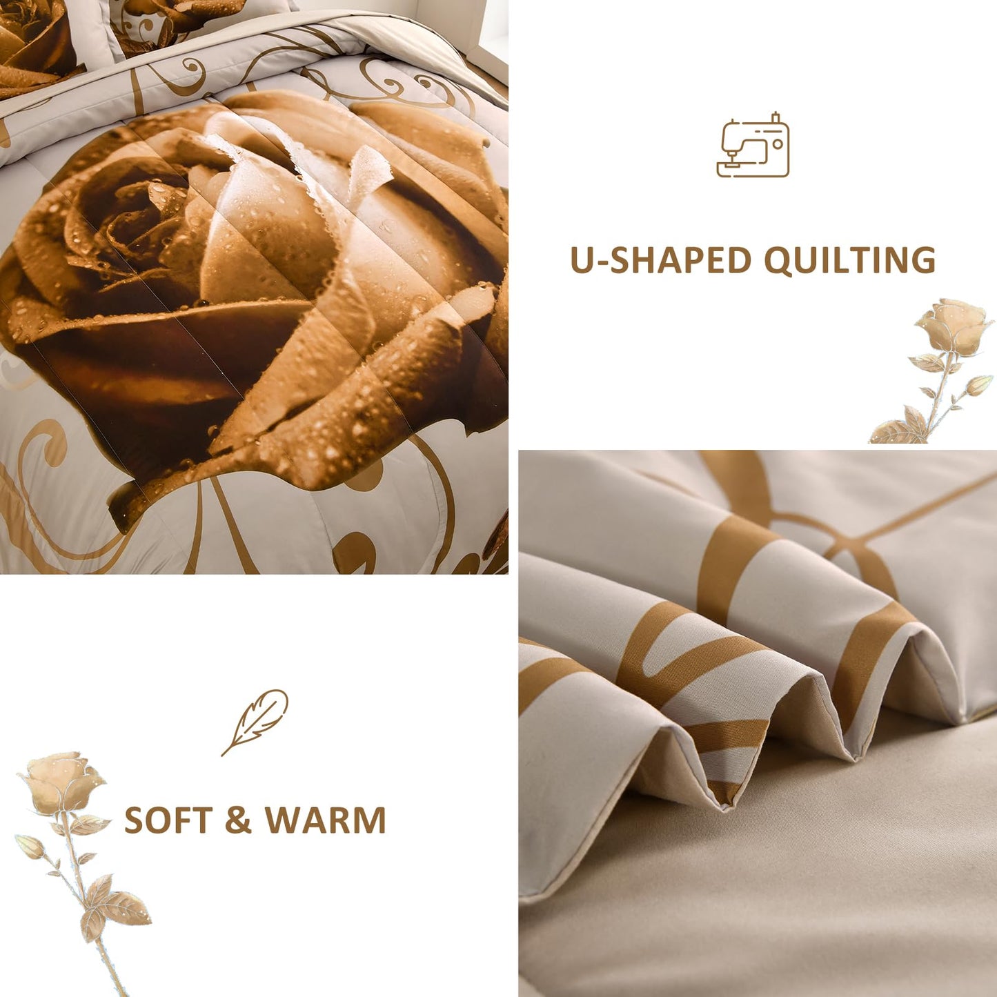 WONGS BEDDING Rose Comforter Set — Red, Queen