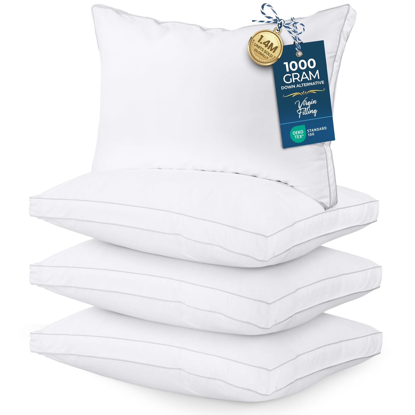 Utopia Down Alternative Pillows — White, Queen (Set of 2)