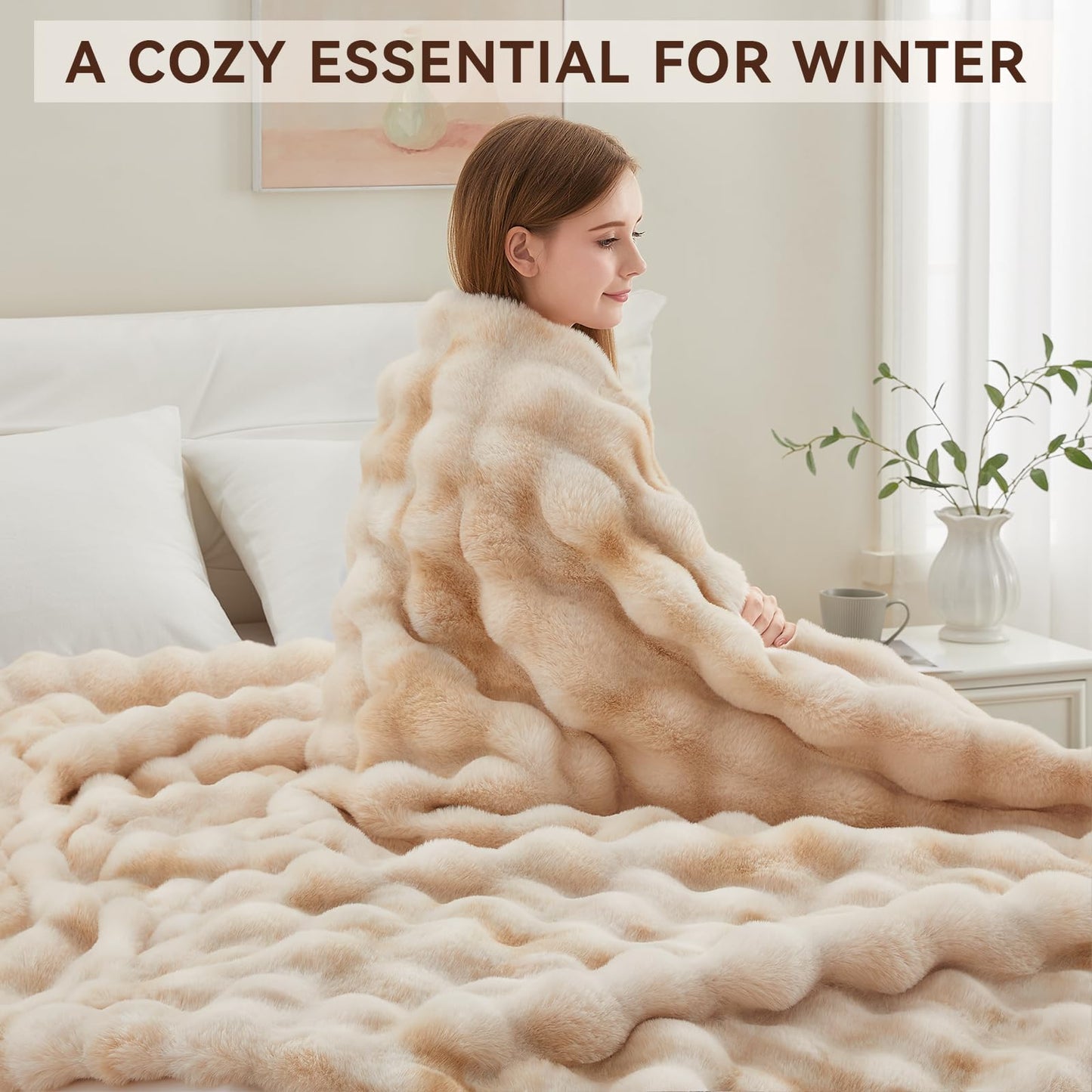 Anysay Faux Fur Throw Blanket — Tie-Dye Grey
