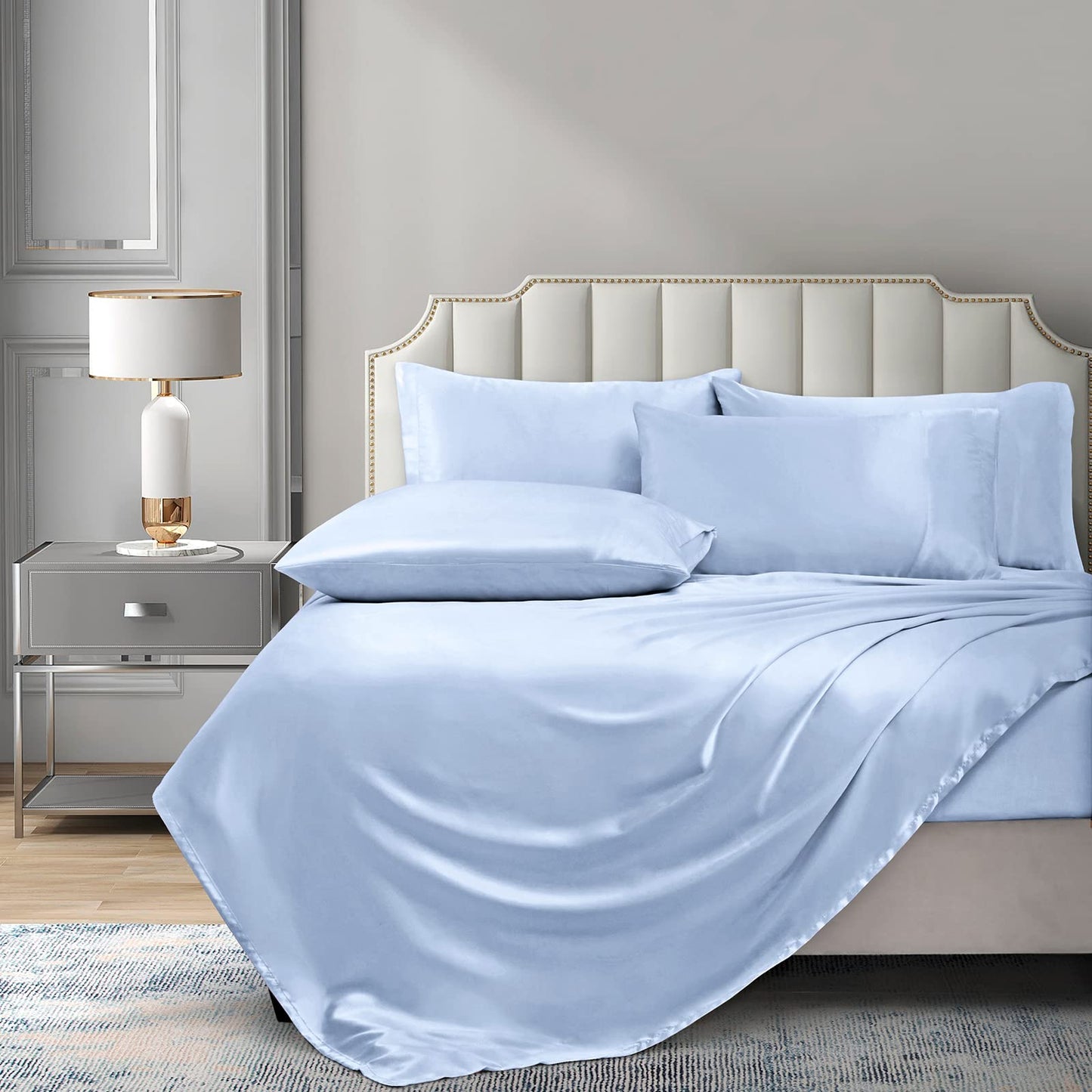 P Pothuiny Satin Sheet Set — Burgundy, Queen