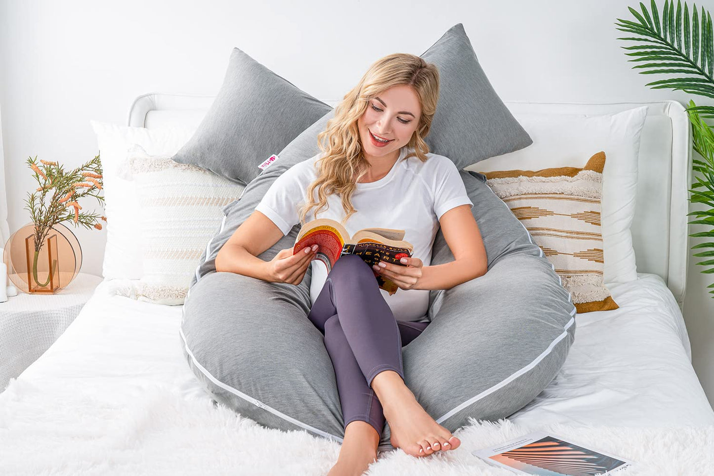 MeiZ Full Body Pregnancy Pillow — Grey