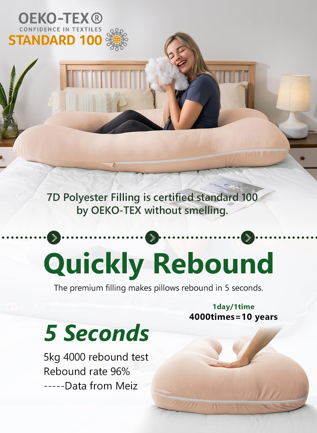 MeiZ Full Body Pregnancy Pillow — Grey