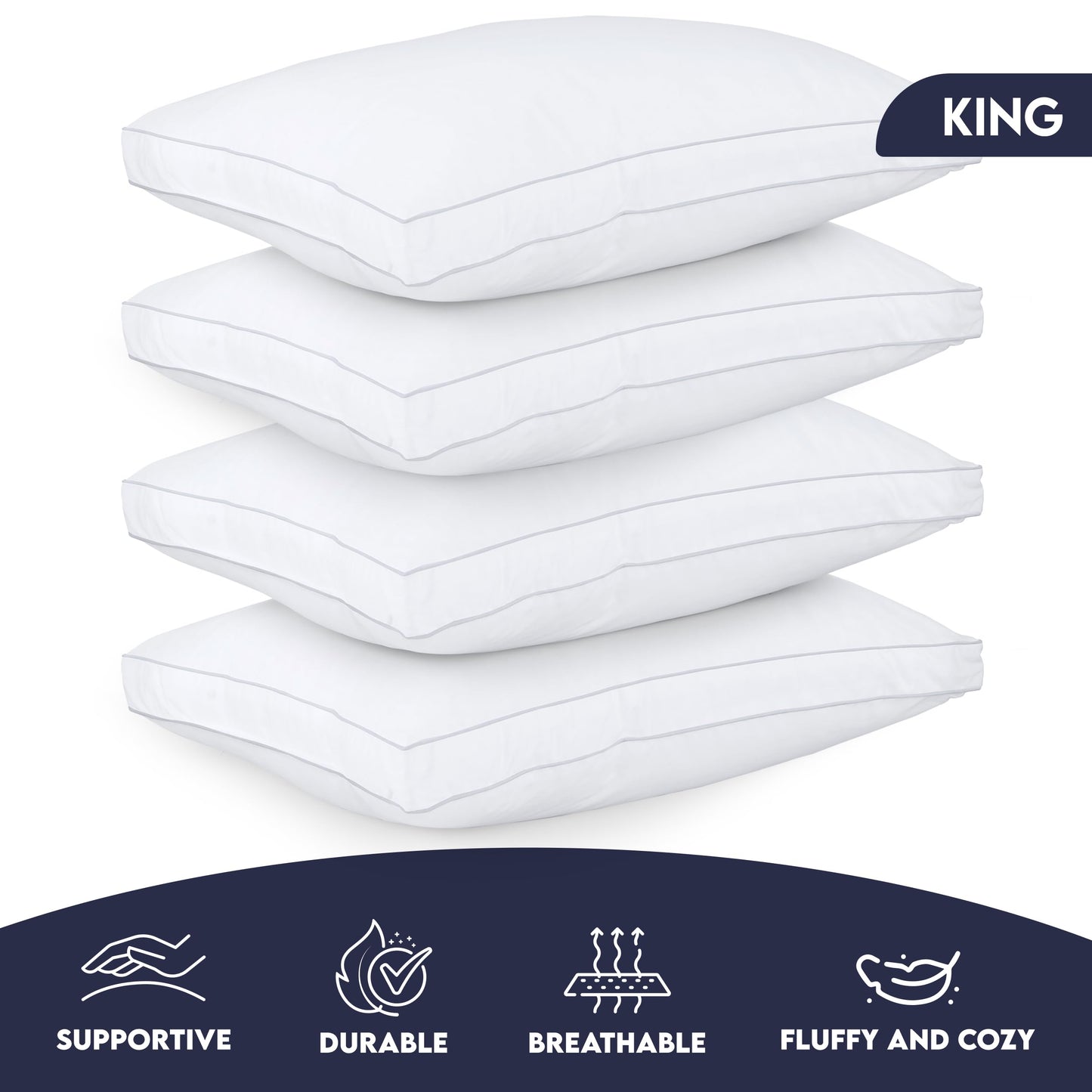 Utopia Down Alternative Pillows — White, Queen (Set of 2)