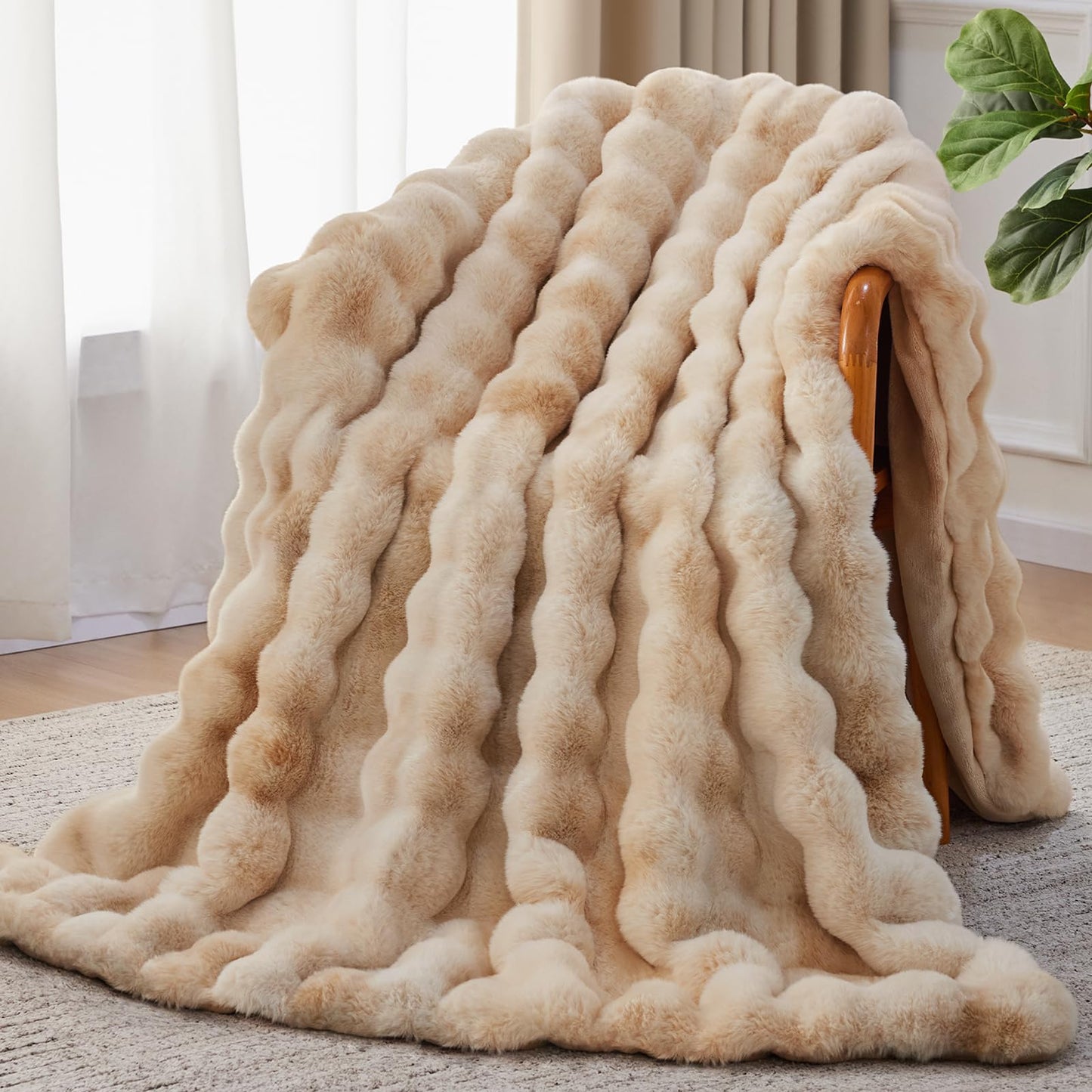 Anysay Faux Fur Throw Blanket — Tie-Dye Grey