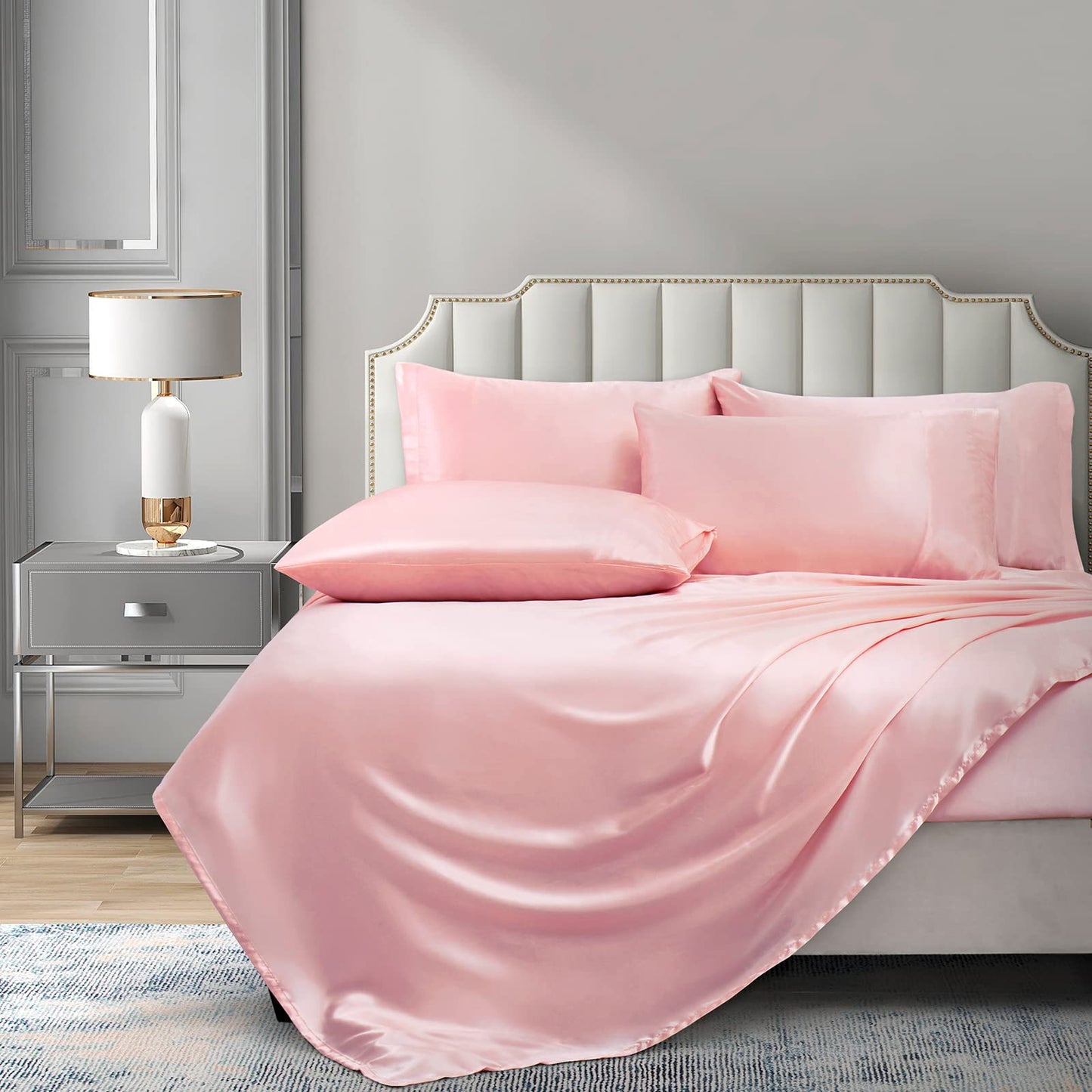 P Pothuiny Satin Sheet Set — Burgundy, Queen