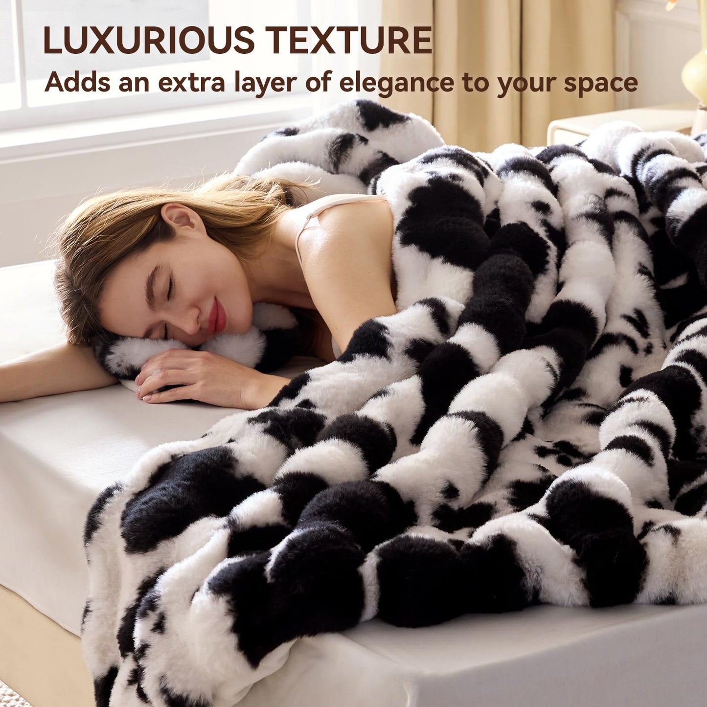 Anysay Faux Fur Throw Blanket — Tie-Dye Grey
