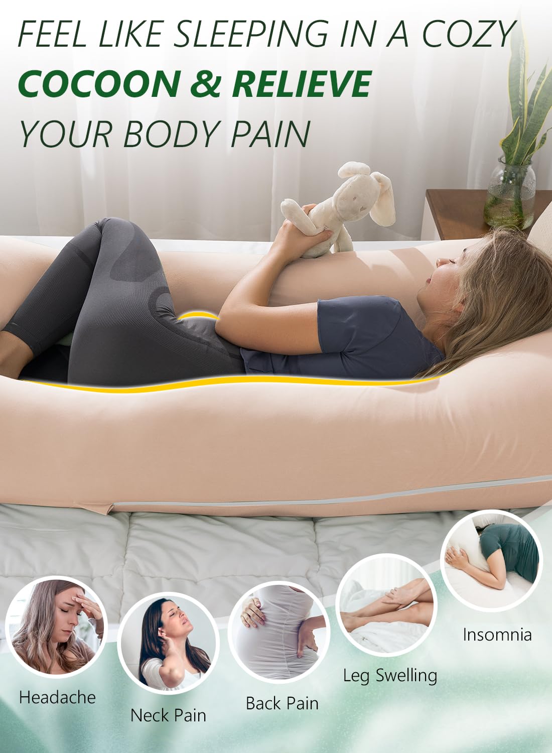 MeiZ Full Body Pregnancy Pillow — Grey