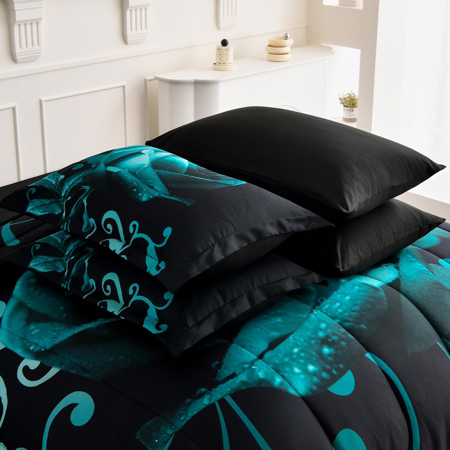 WONGS BEDDING Rose Comforter Set — Red, Queen