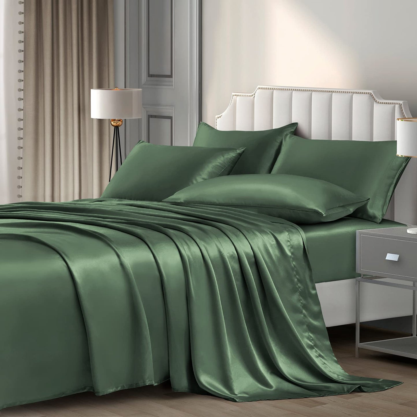 P Pothuiny Satin Sheet Set — Burgundy, Queen
