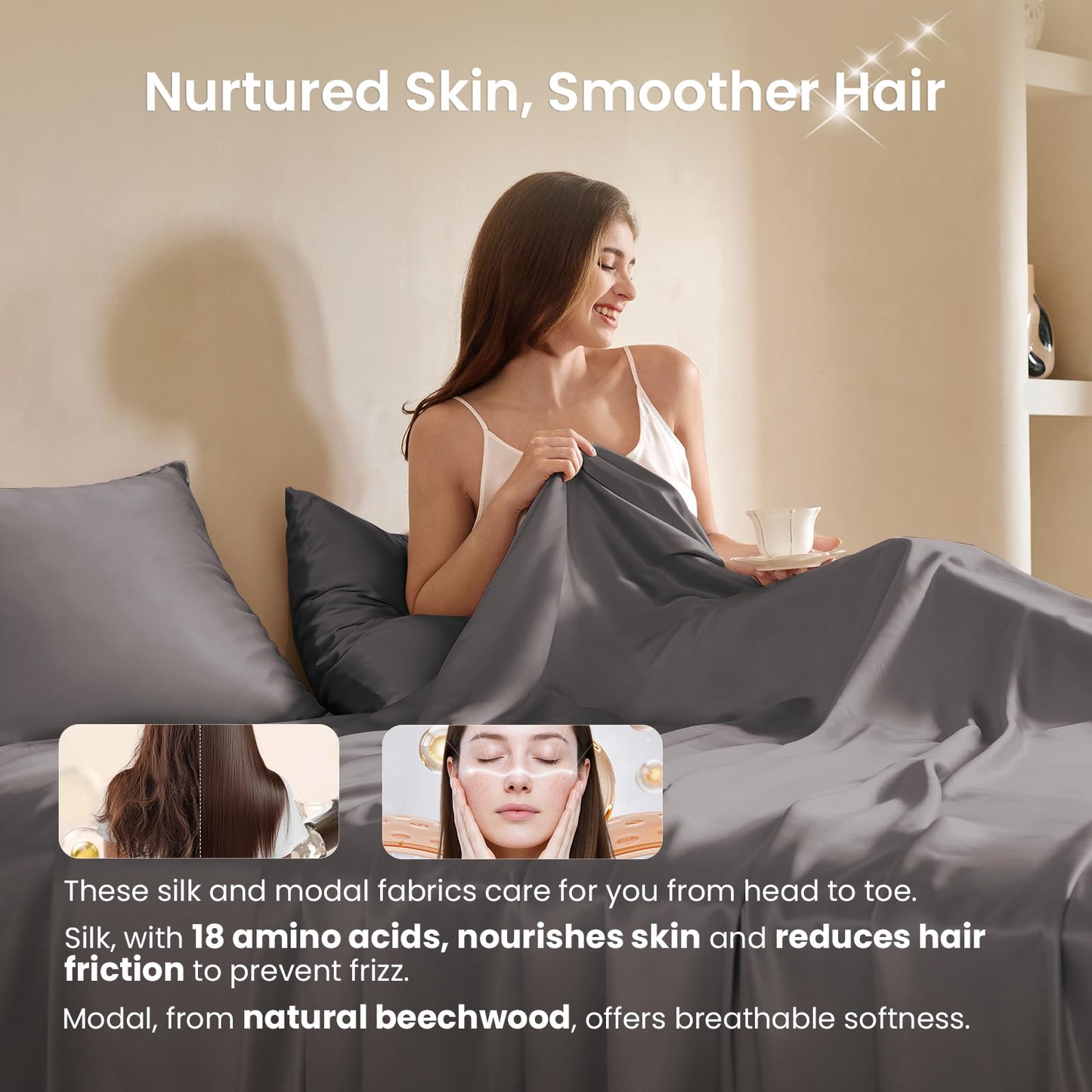 THXSILK Mulberry Silk Sheets — Queen, Black