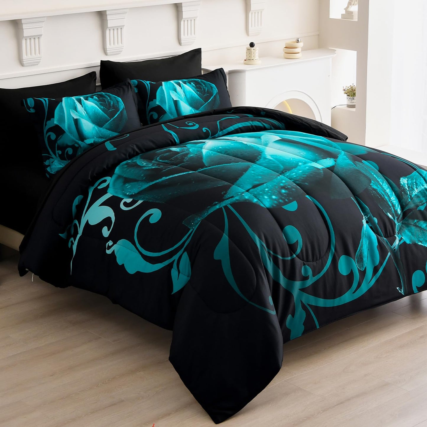 WONGS BEDDING Rose Comforter Set — Red, Queen