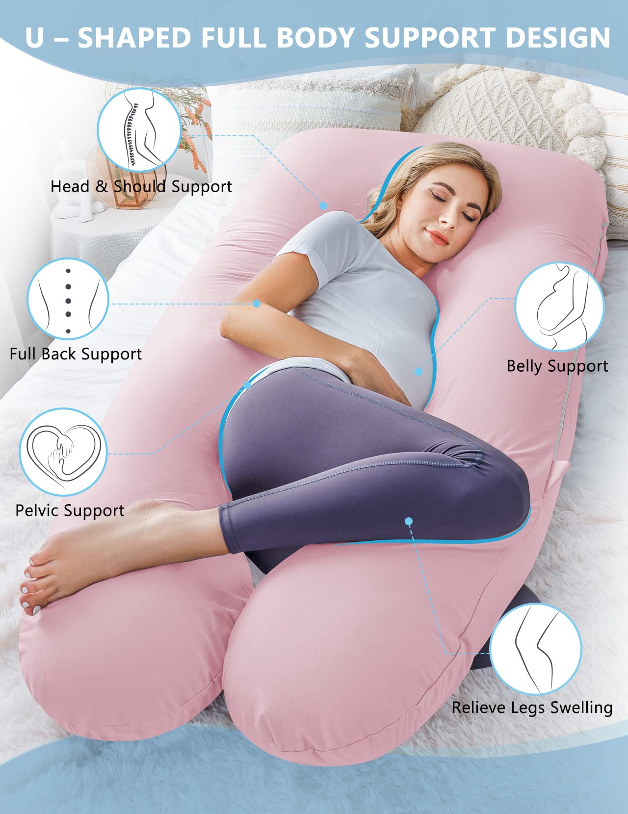 MeiZ Full Body Pregnancy Pillow — Grey