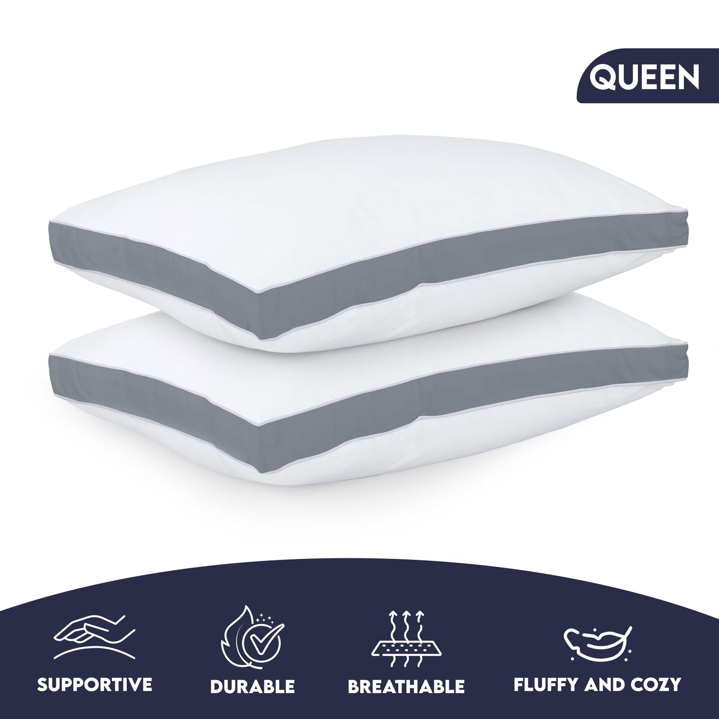 Utopia Down Alternative Pillows — White, Queen (Set of 2)