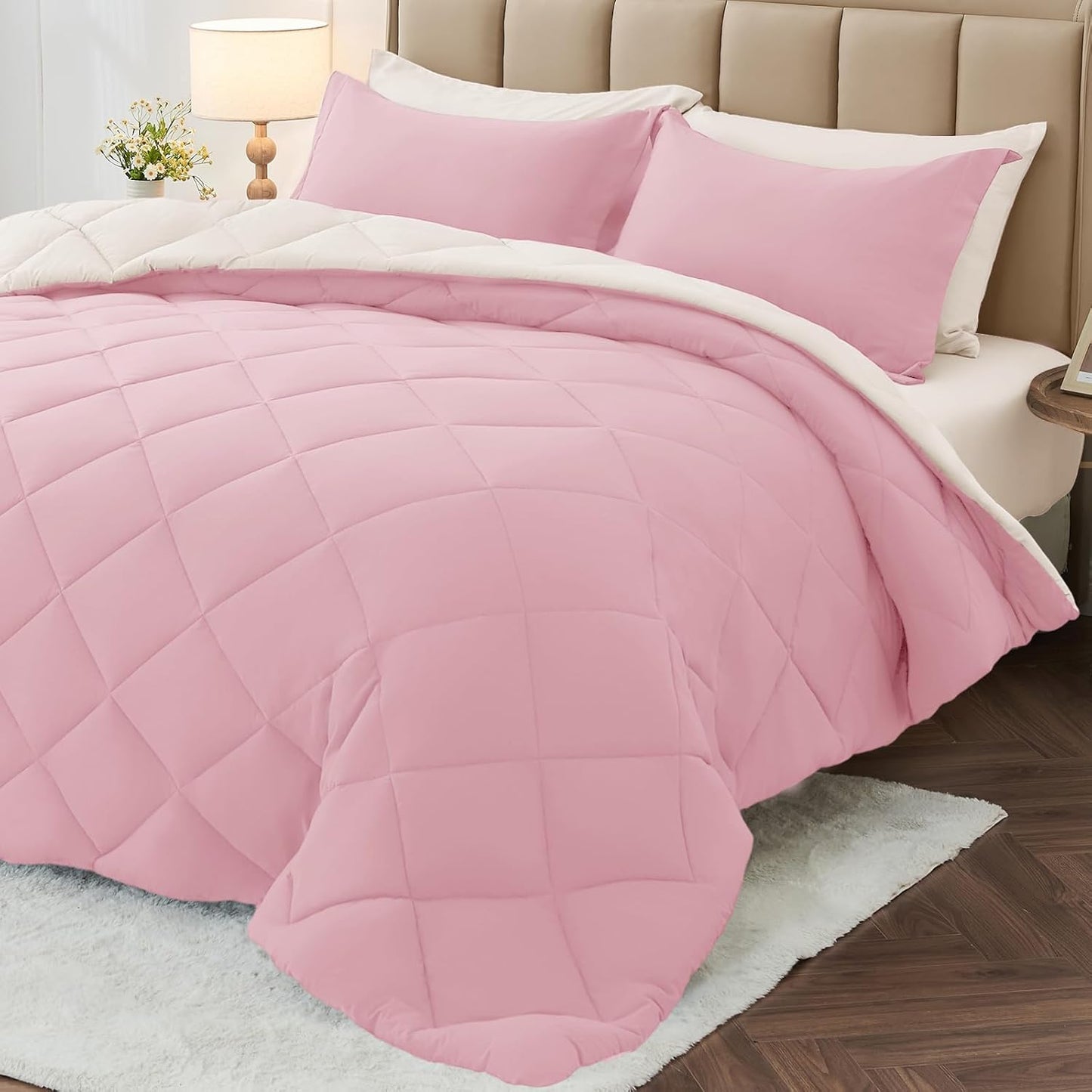 MUXHOMO Reversible Comforter Set — Red & Black, Queen