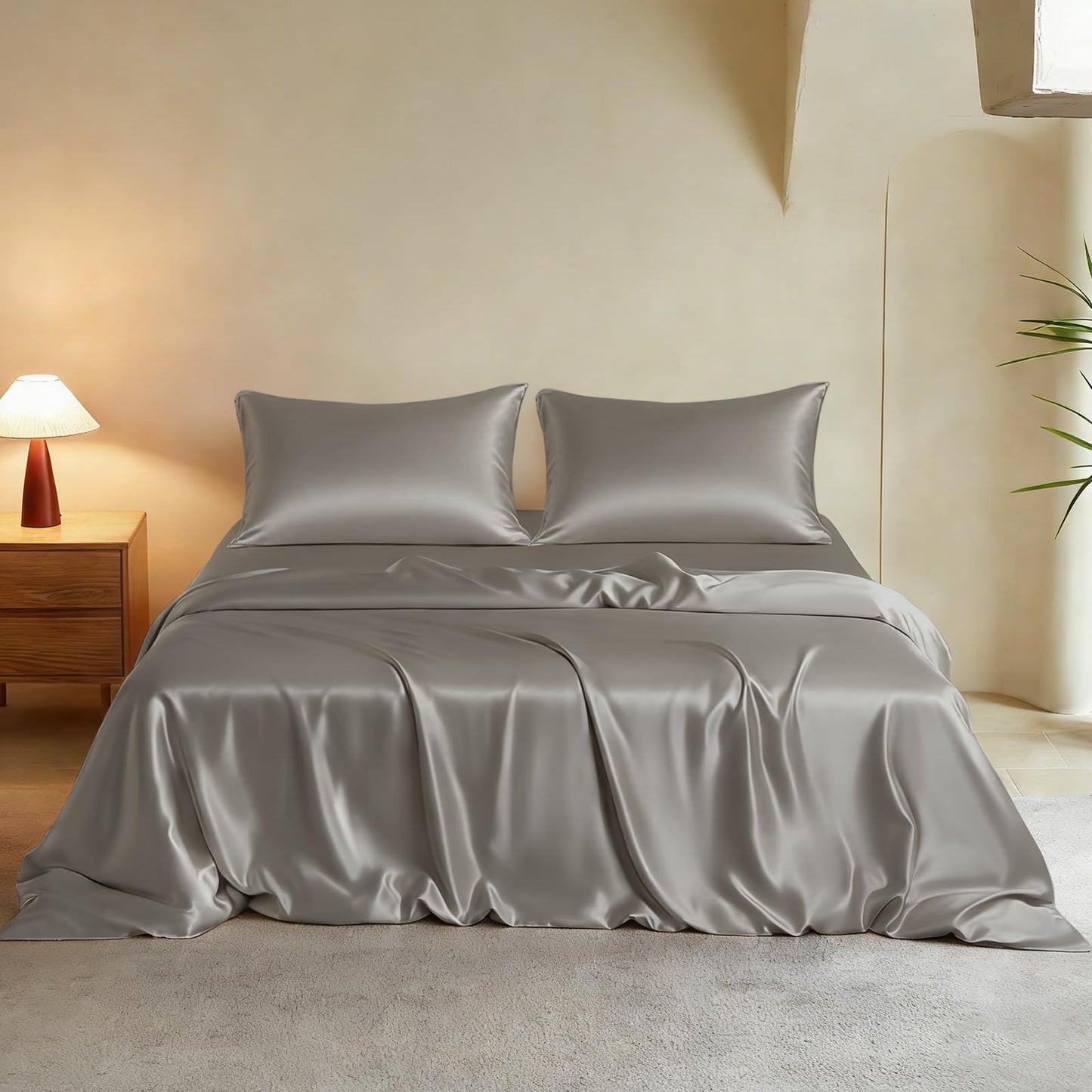 THXSILK Silk Duvet Cover Set — Black, Queen.