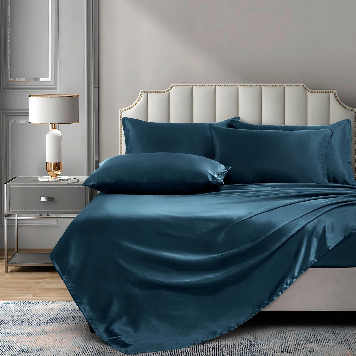 P Pothuiny Satin Sheet Set — Burgundy, Queen