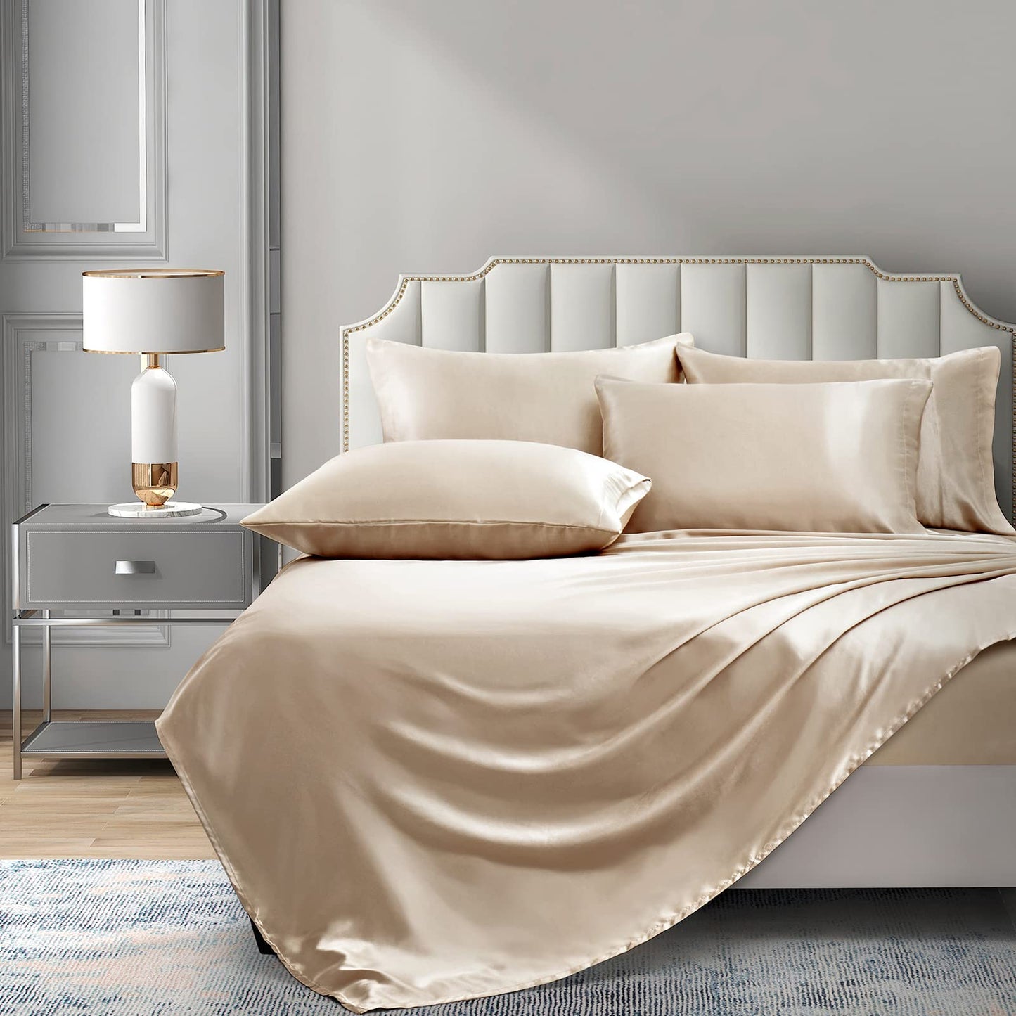 P Pothuiny Satin Sheet Set — Burgundy, Queen