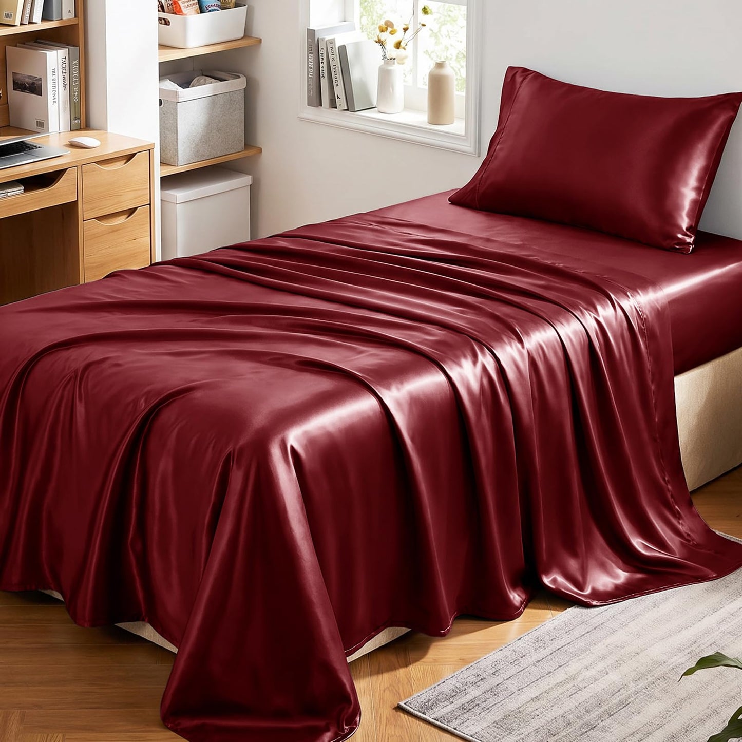 CozyLux Satin Sheet Set — Brown