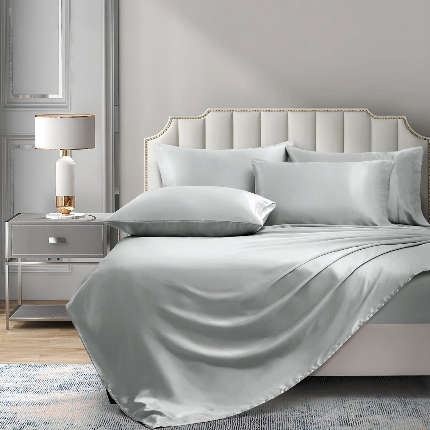P Pothuiny Satin Sheet Set — Burgundy, Queen