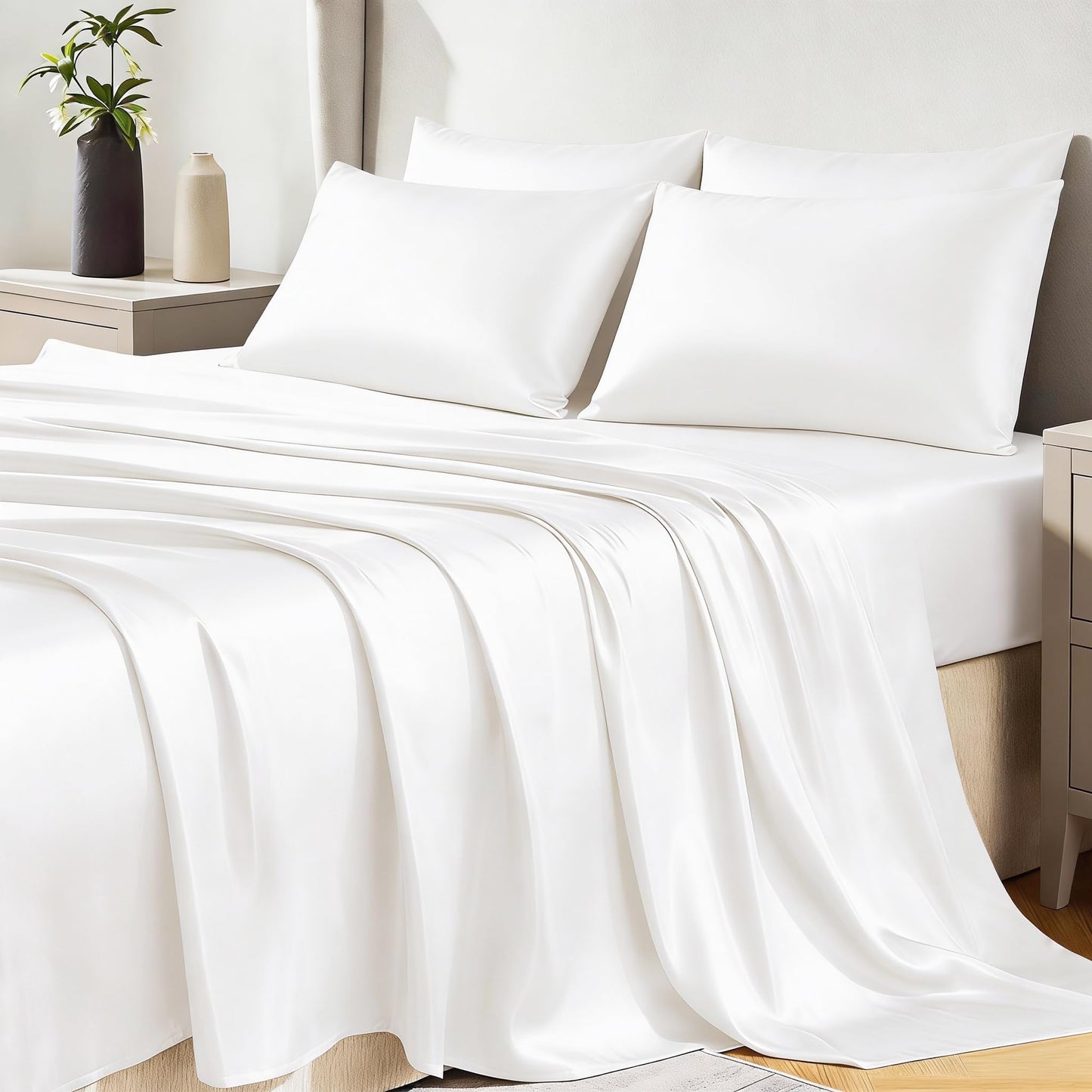 CozyLux Satin Sheet Set — Brown