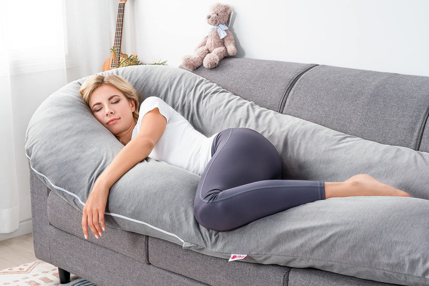MeiZ Full Body Pregnancy Pillow — Grey