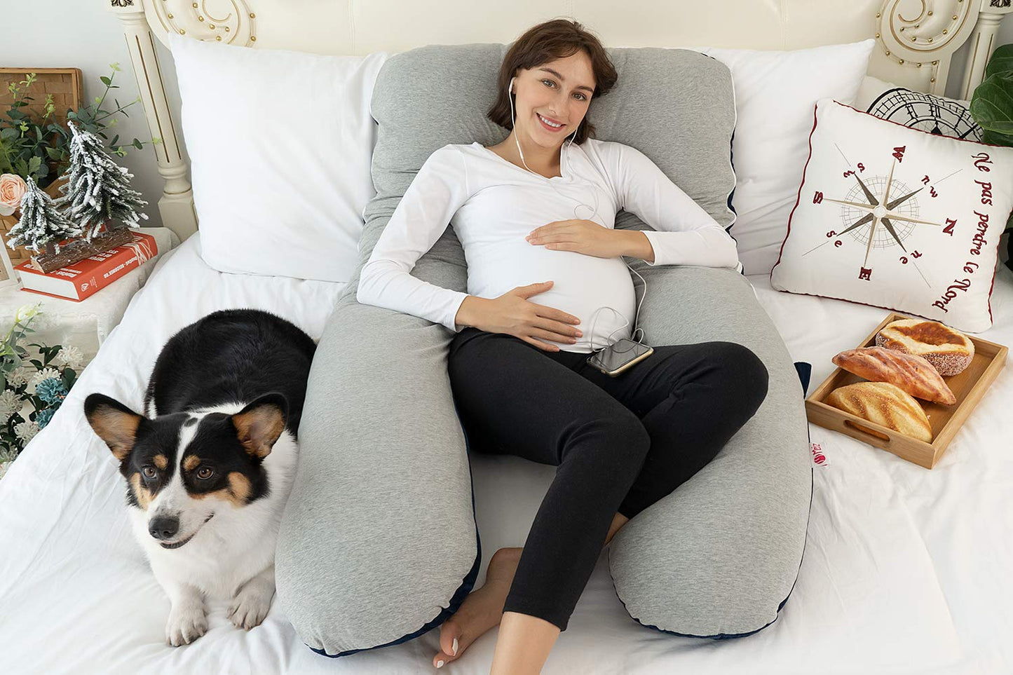 MeiZ Full Body Pregnancy Pillow — Grey