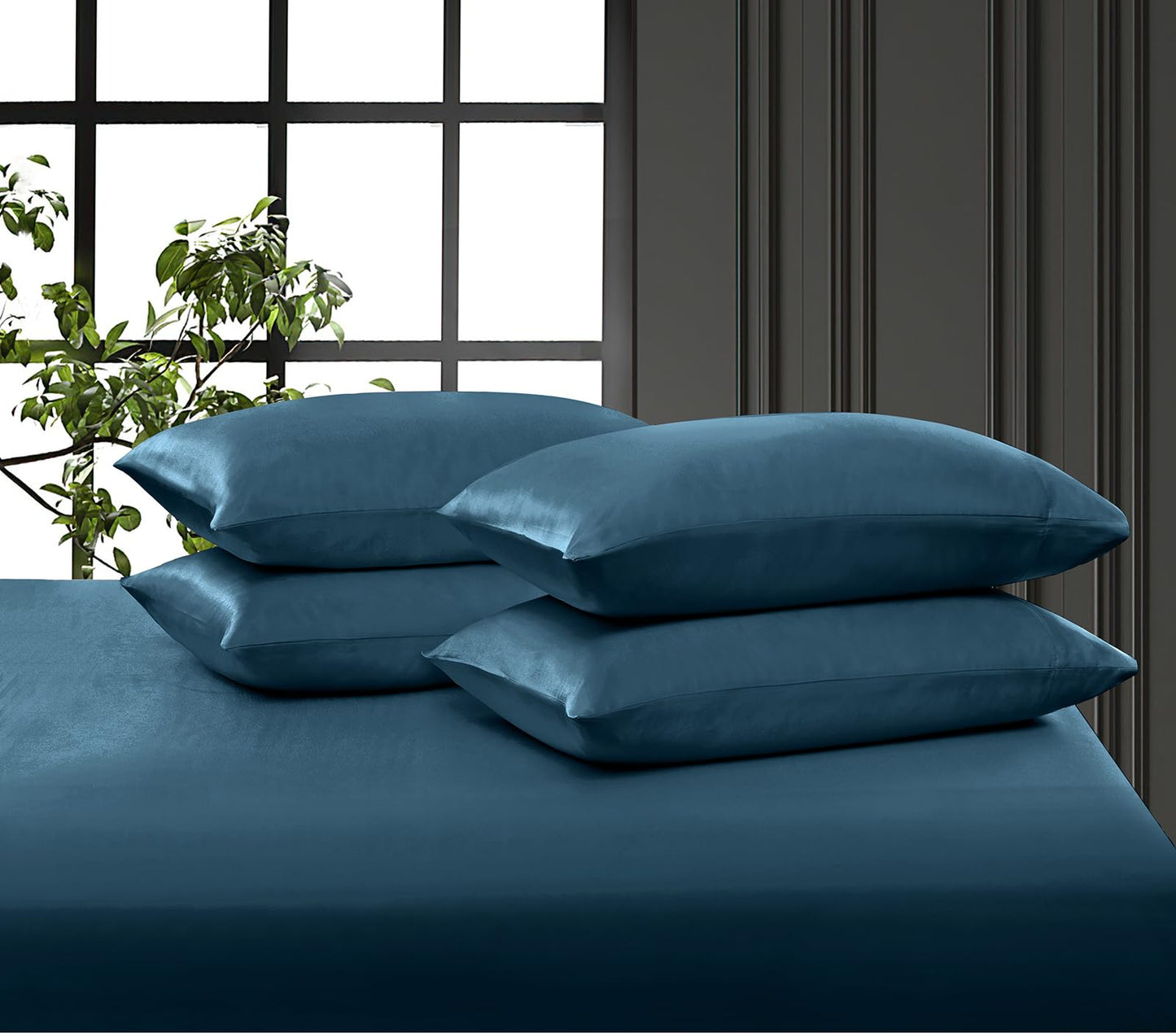 P Pothuiny Satin Sheet Set — Burgundy, Queen