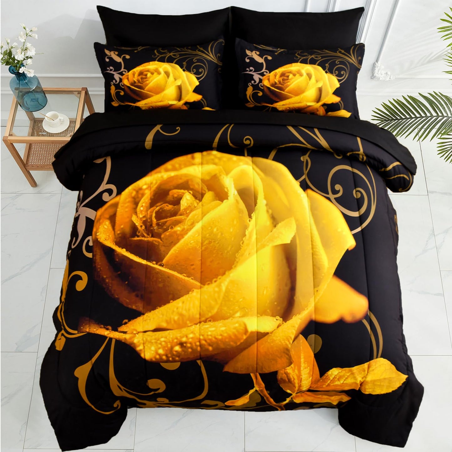 WONGS BEDDING Rose Comforter Set — Red, Queen