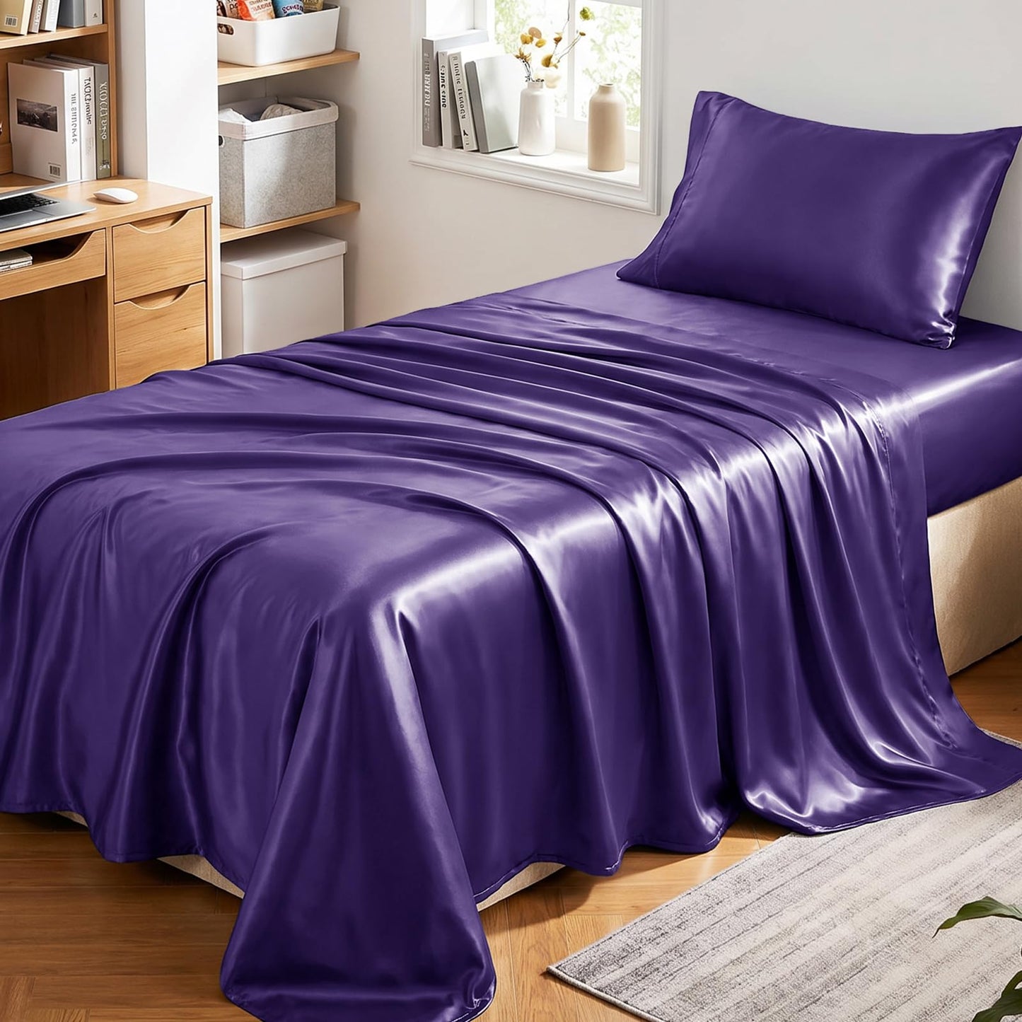 CozyLux Satin Sheet Set — Brown