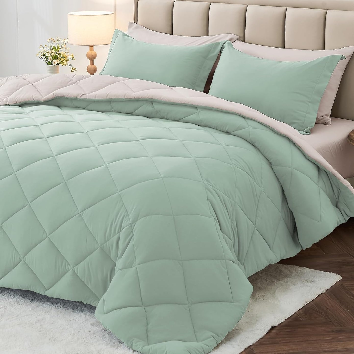 MUXHOMO Reversible Comforter Set — Red & Black, Queen