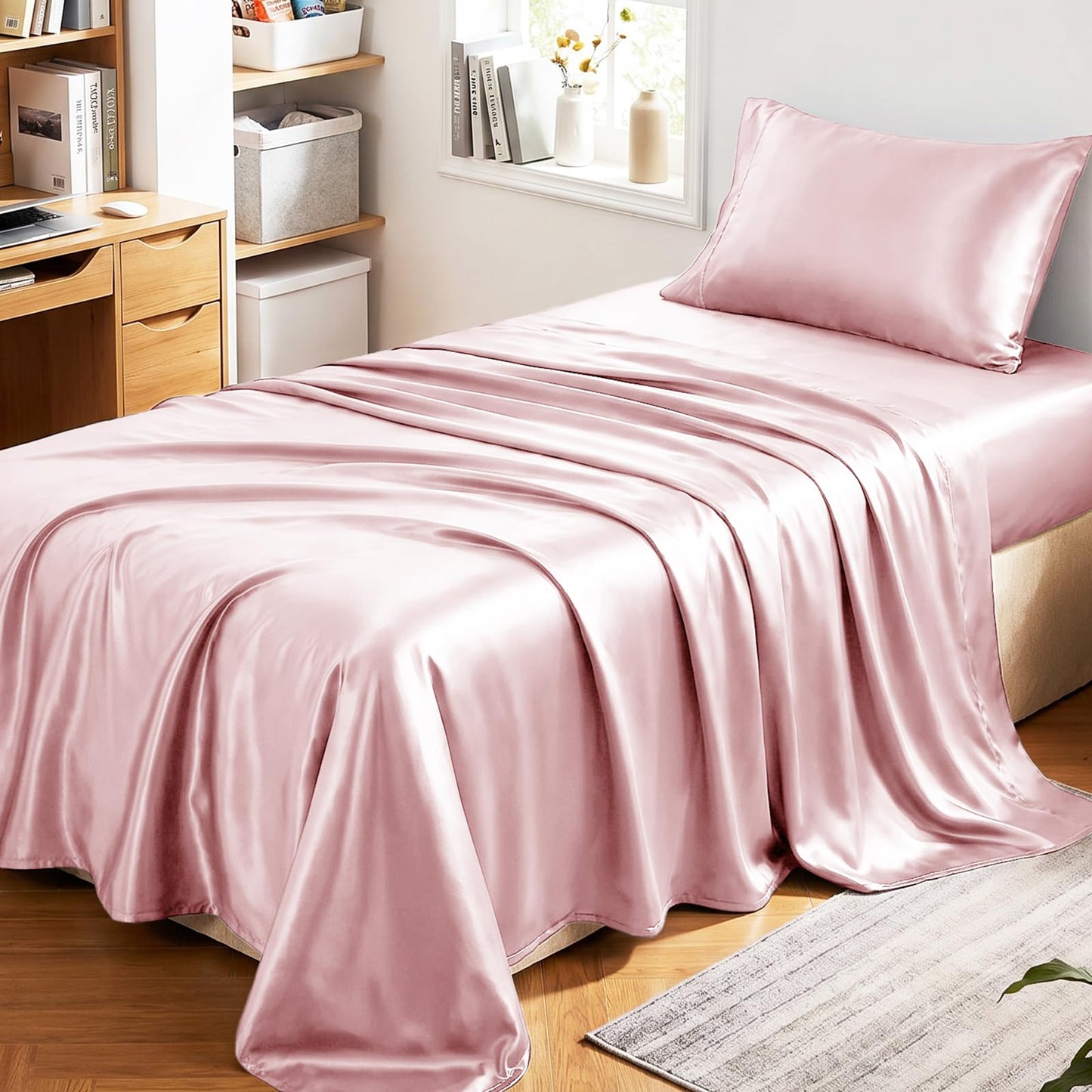 CozyLux Satin Sheet Set — Brown