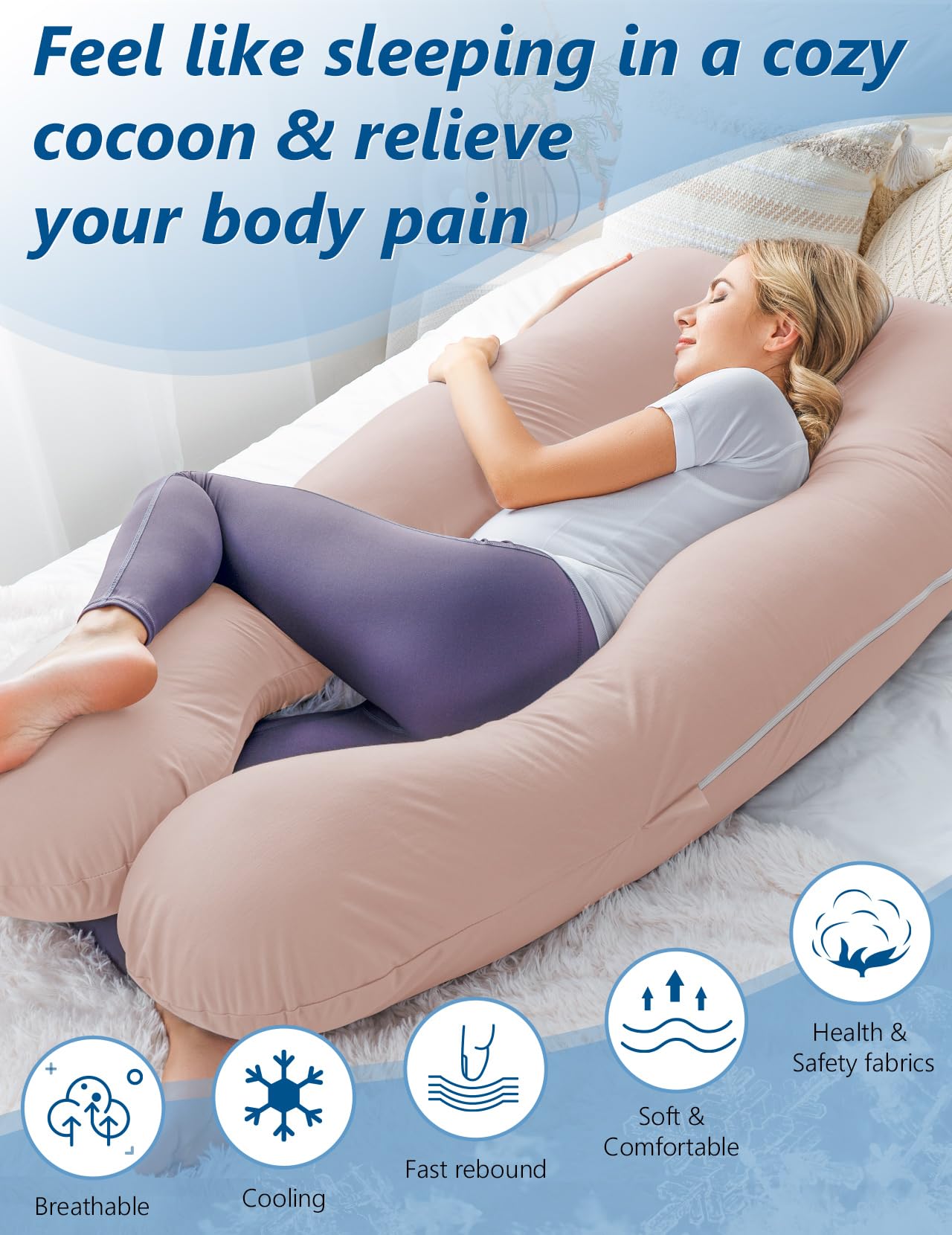 MeiZ Full Body Pregnancy Pillow — Grey
