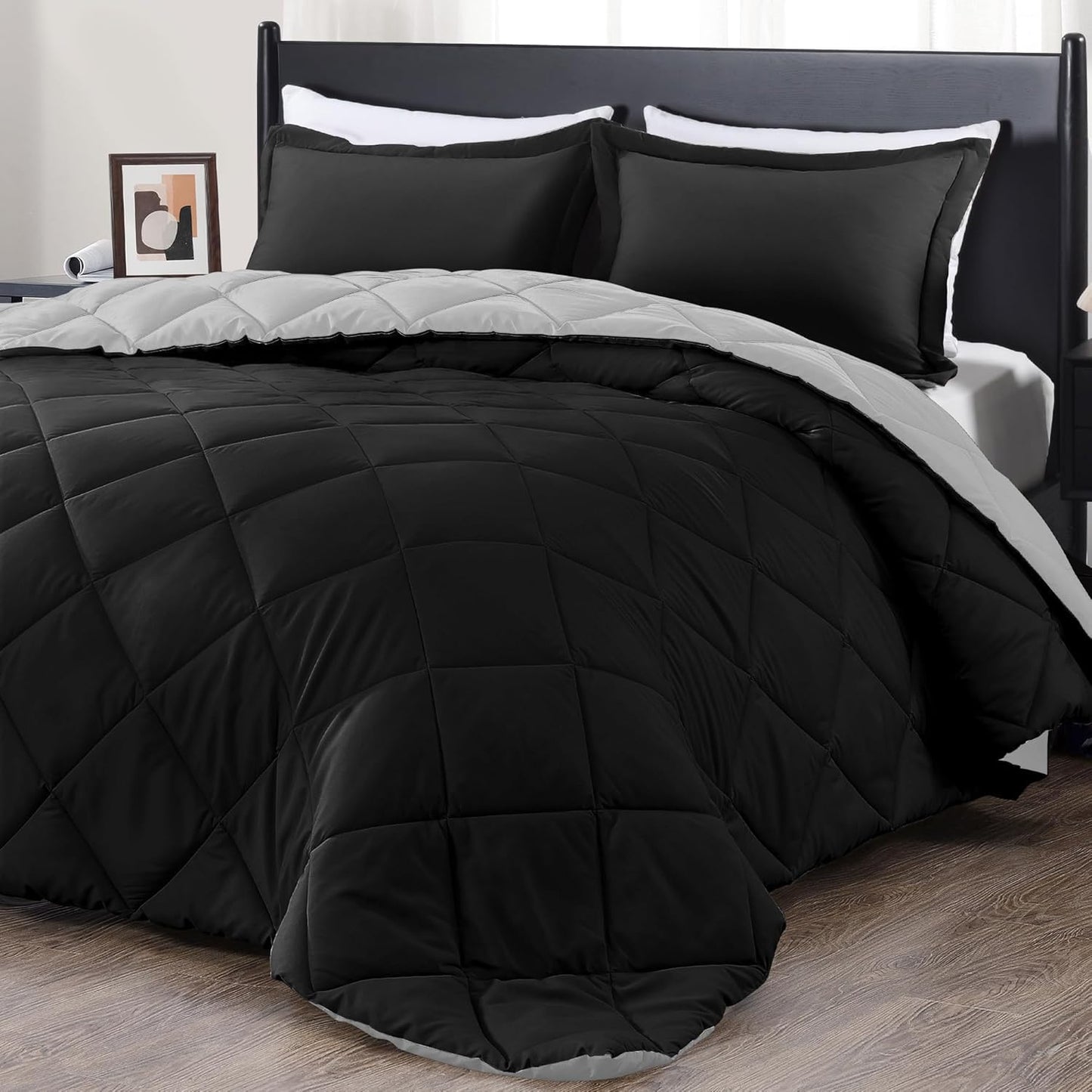 downluxe Comforter Set — Red & Black, King