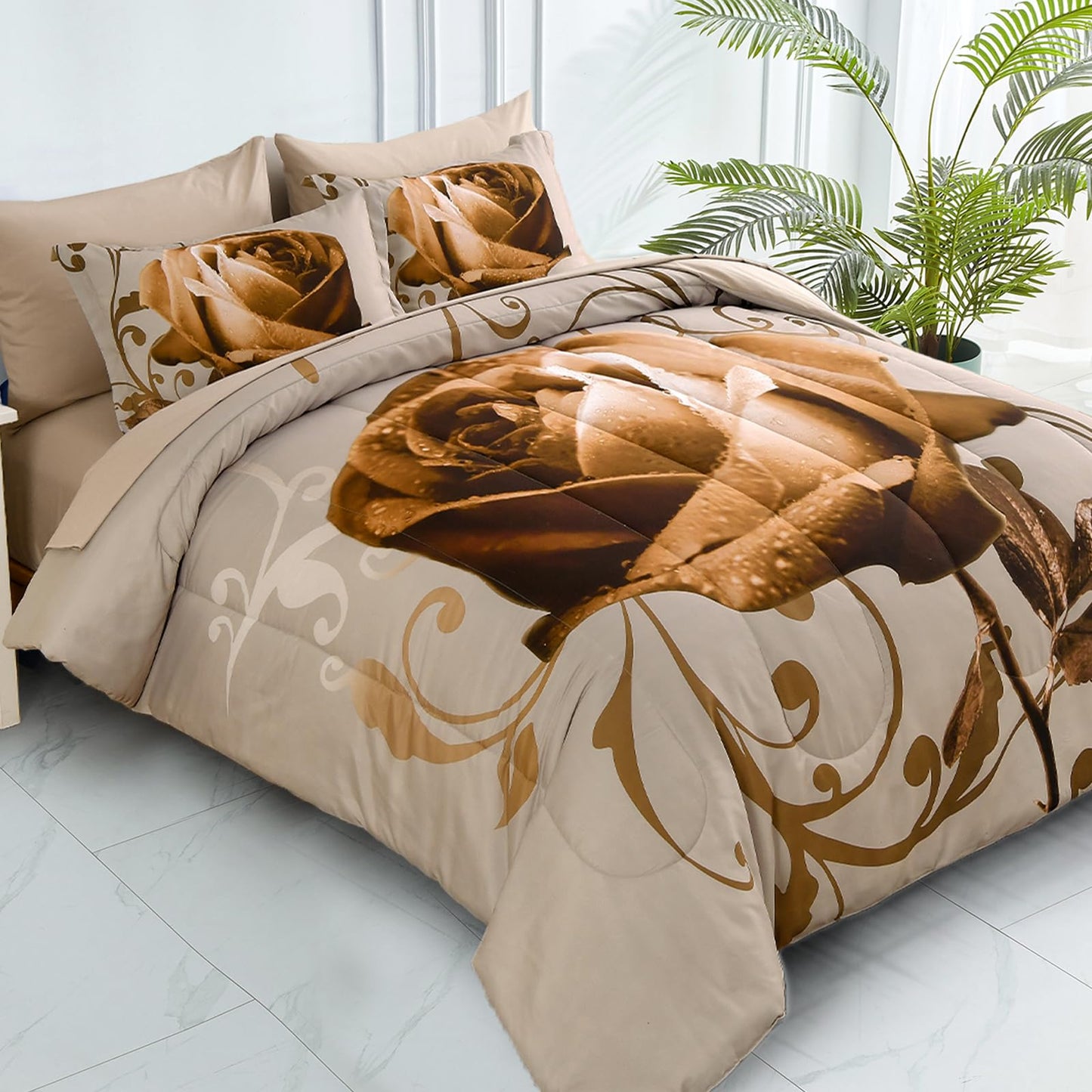 WONGS BEDDING Rose Comforter Set — Red, Queen