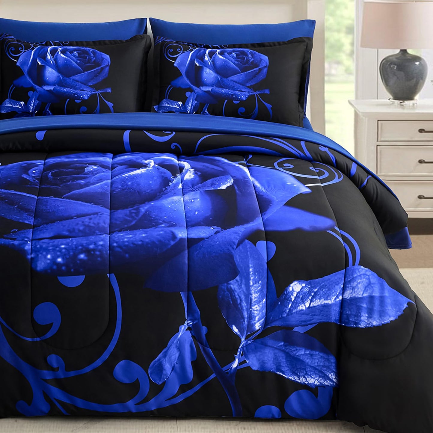 WONGS BEDDING Rose Comforter Set — Red, Queen