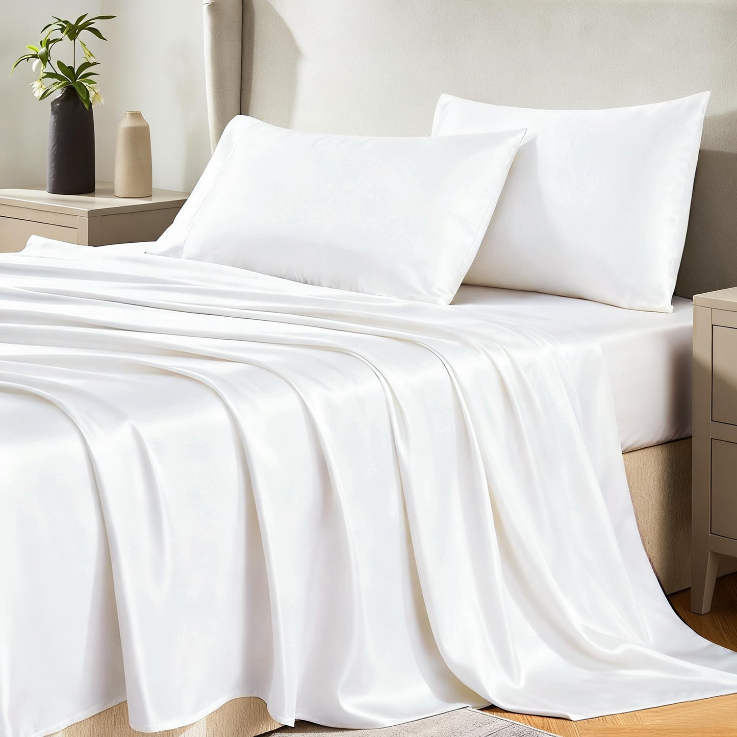 CozyLux Satin Sheet Set — Brown