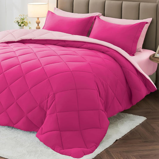 MUXHOMO Reversible Comforter Set — Red & Black, Queen
