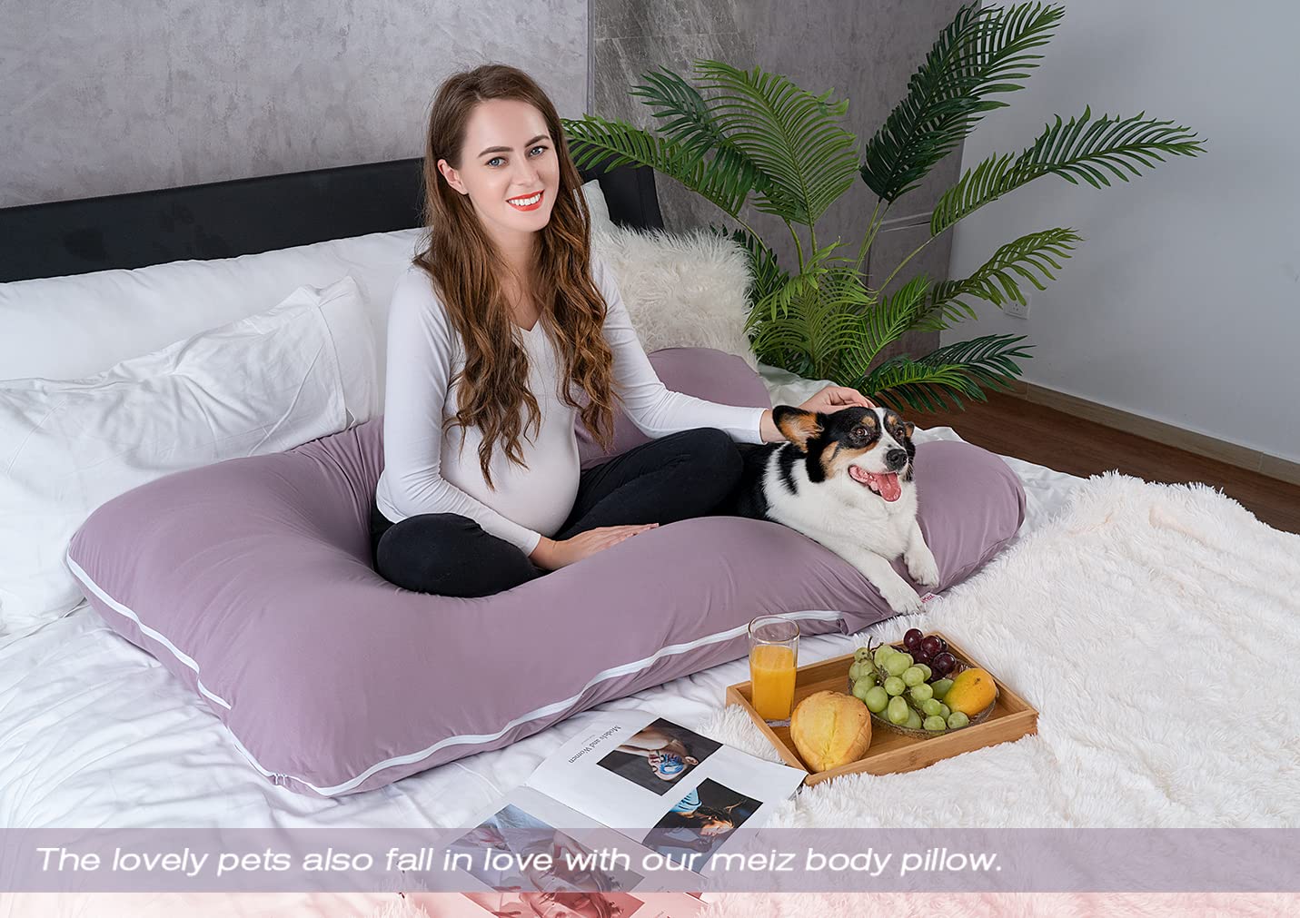 MeiZ Full Body Pregnancy Pillow — Grey