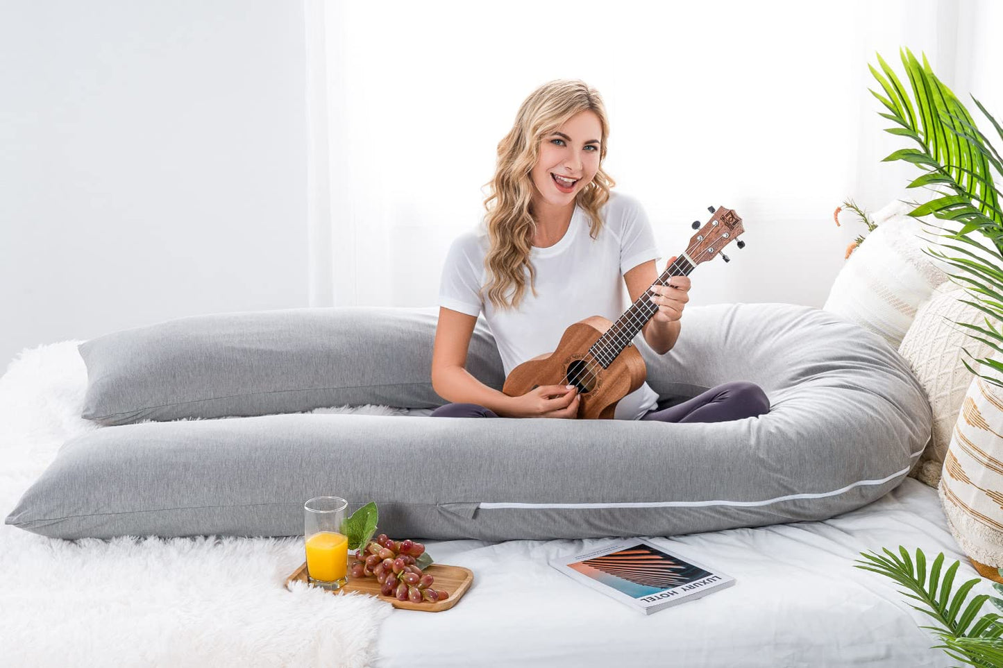 MeiZ Full Body Pregnancy Pillow — Grey