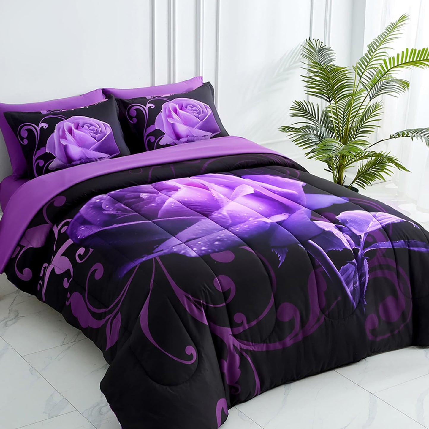 WONGS BEDDING Rose Comforter Set — Red, Queen