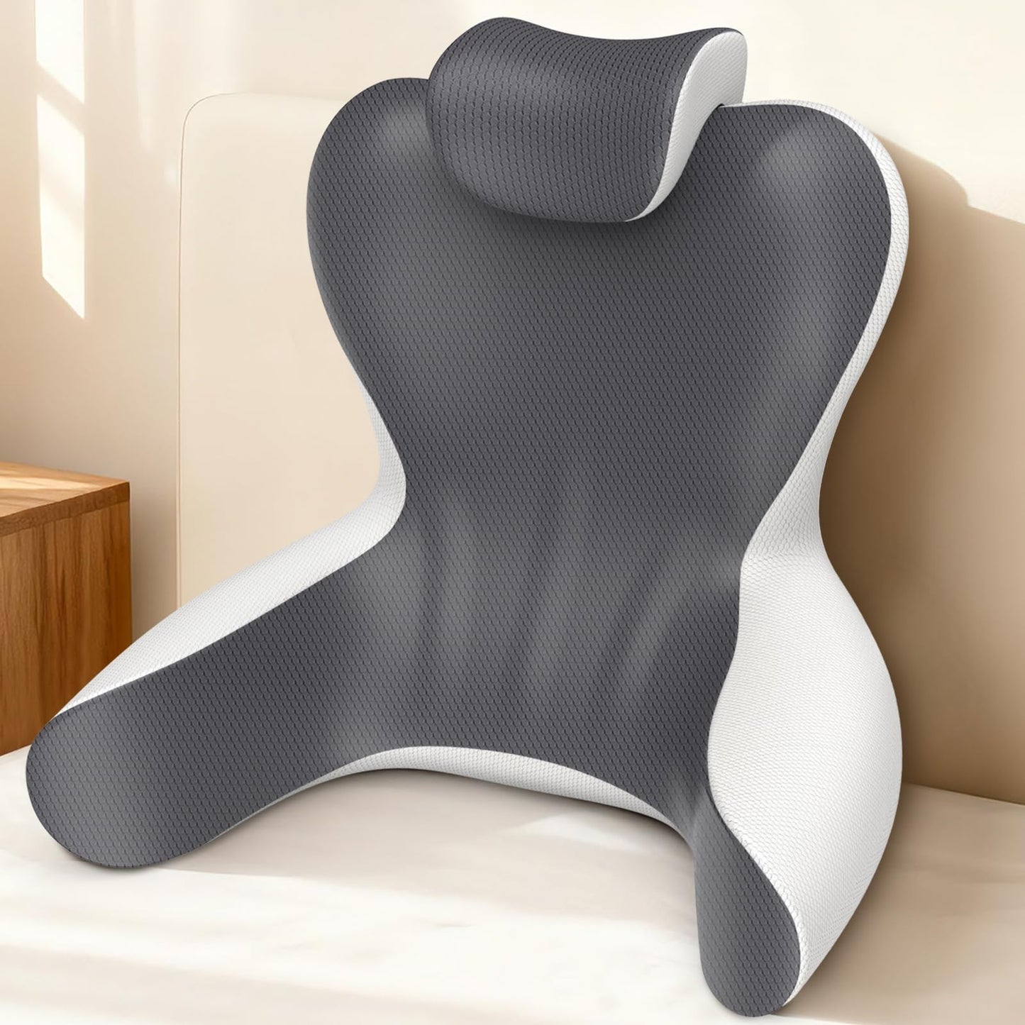 Bed Rest Reading Pillow — Grey & Dark Grey