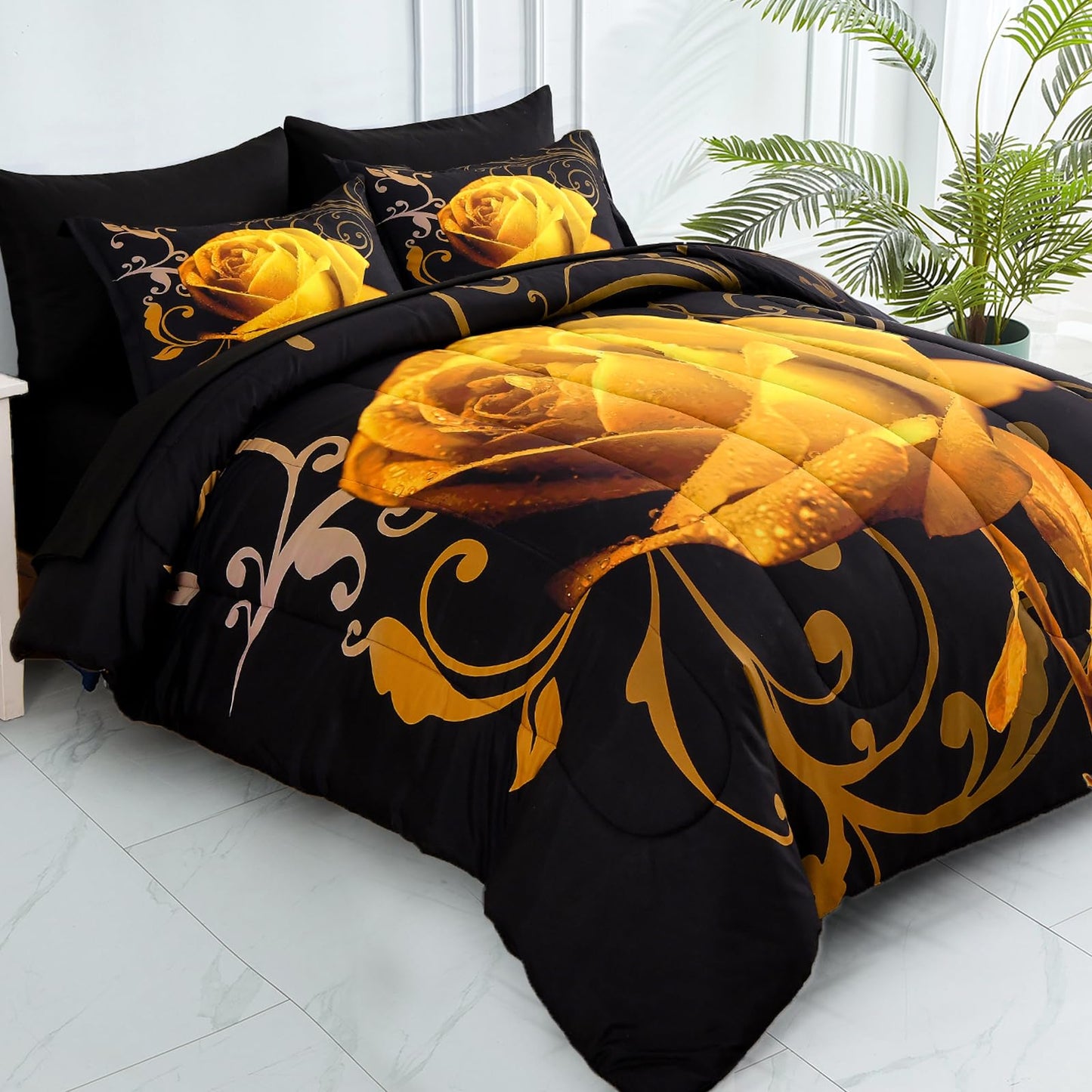 WONGS BEDDING Rose Comforter Set — Red, Queen