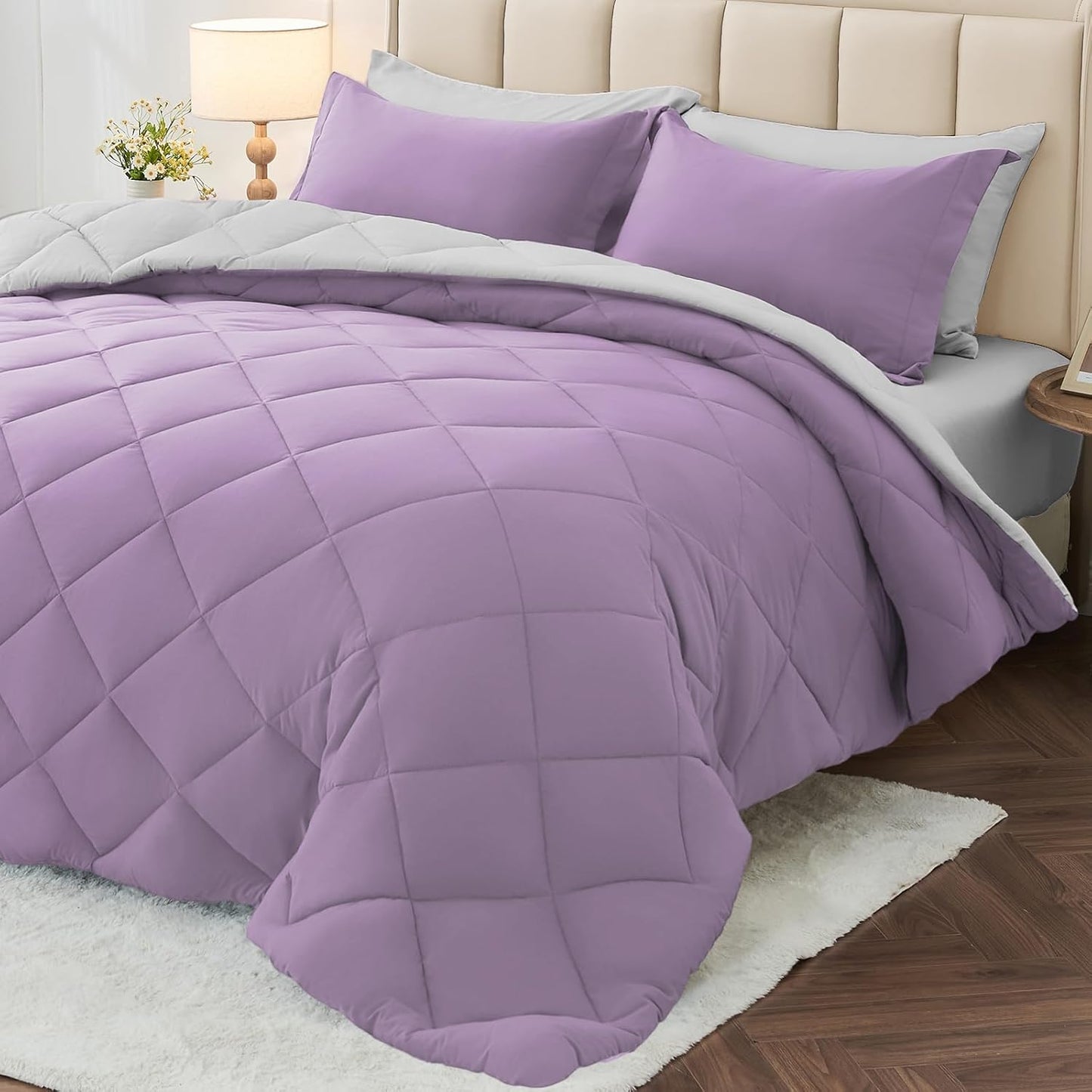MUXHOMO Reversible Comforter Set — Red & Black, Queen