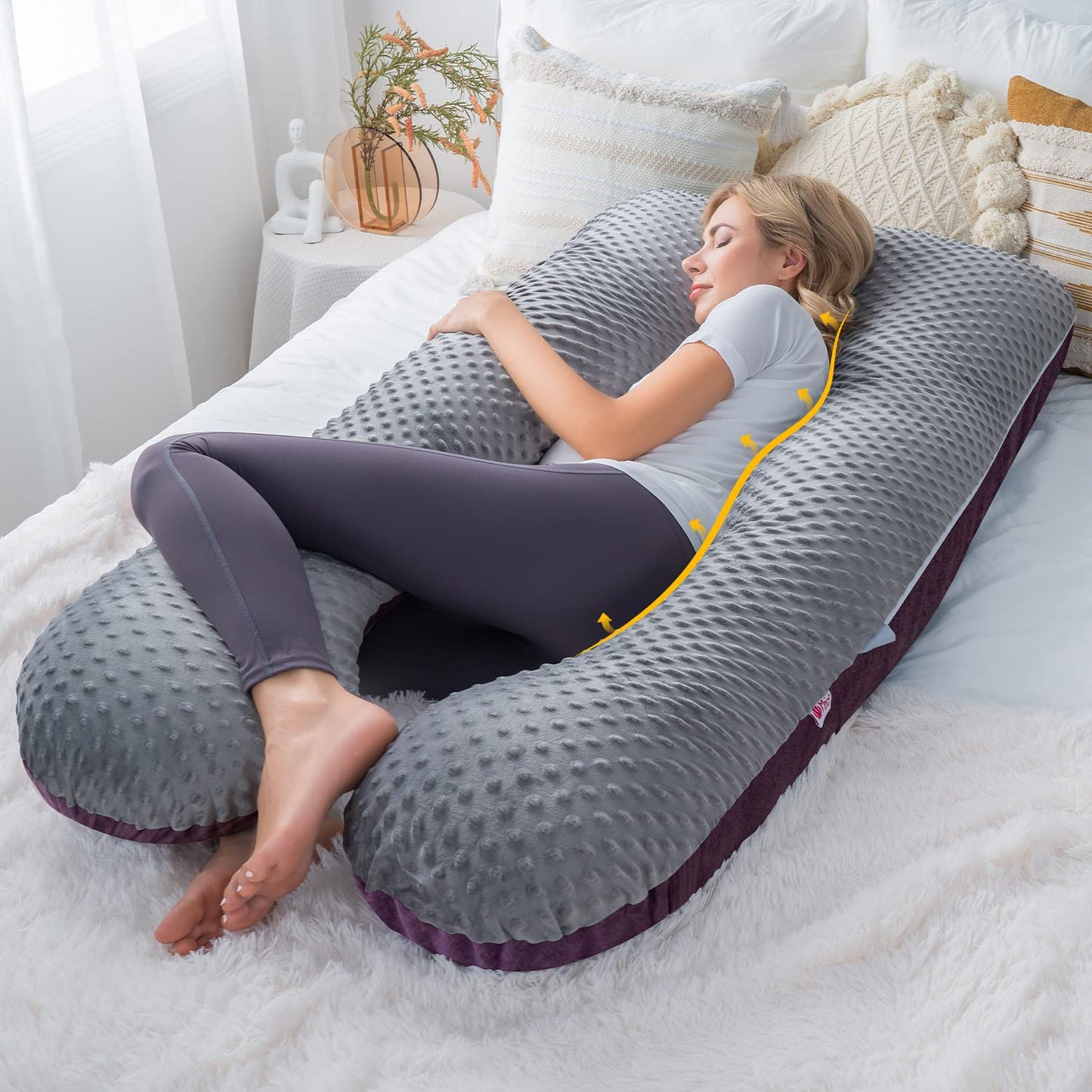 MeiZ Full Body Pregnancy Pillow — Grey
